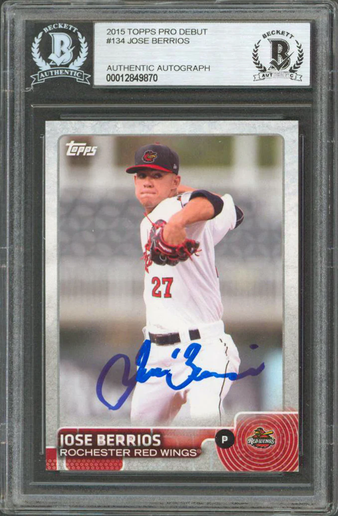 Twins Jose Berrios Authentic Signed 2015 Topps Pro Debut #134 Card BAS Slabbed - Image 2