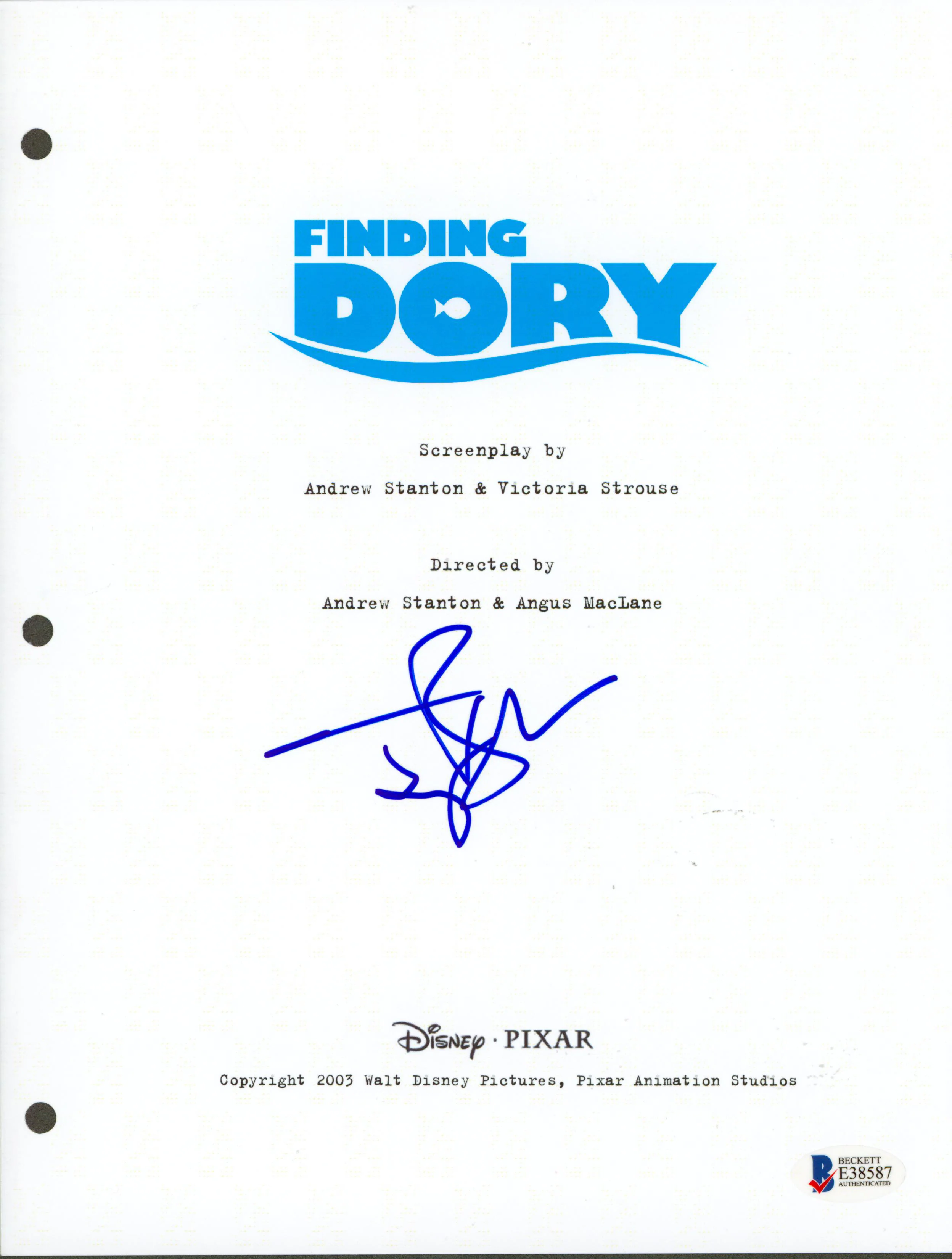 Ty Burrell Finding Dory Authentic Signed 8.5x11 Script Cover BAS #E38587 - Image 2