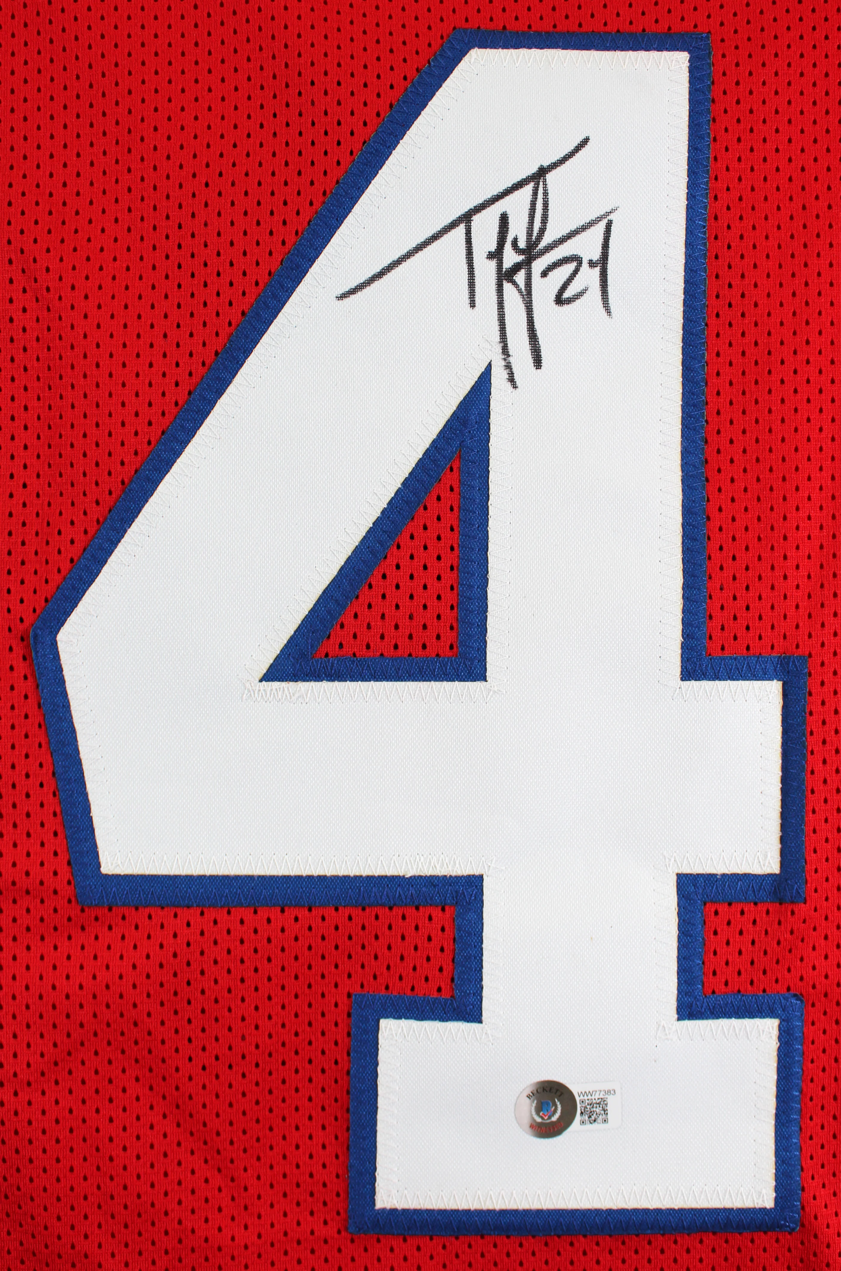 Ty Law Authentic Signed Red Pro Style Jersey Autographed BAS Witnessed - Image 2
