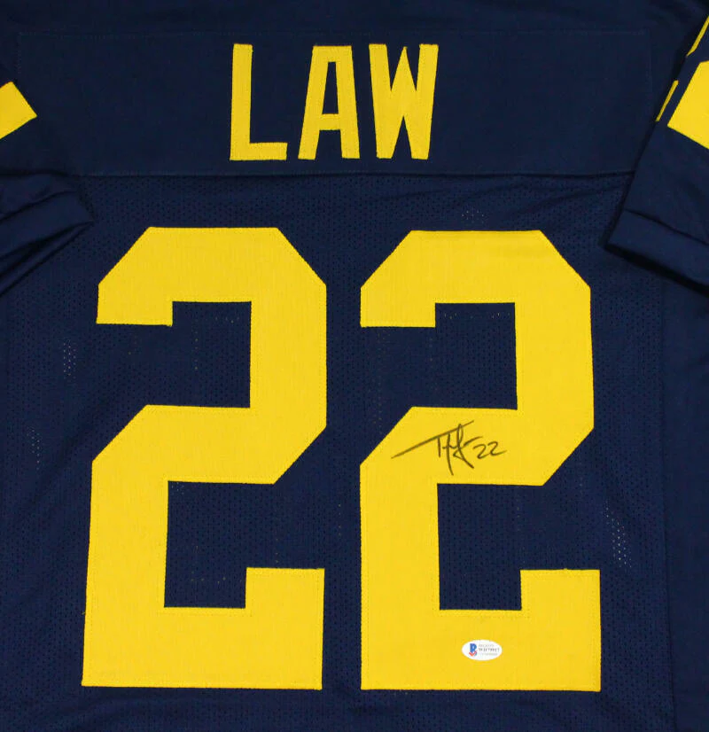 Ty Law Autographed Blue College Style Jersey - Beckett W Auth *R2 - Image 2