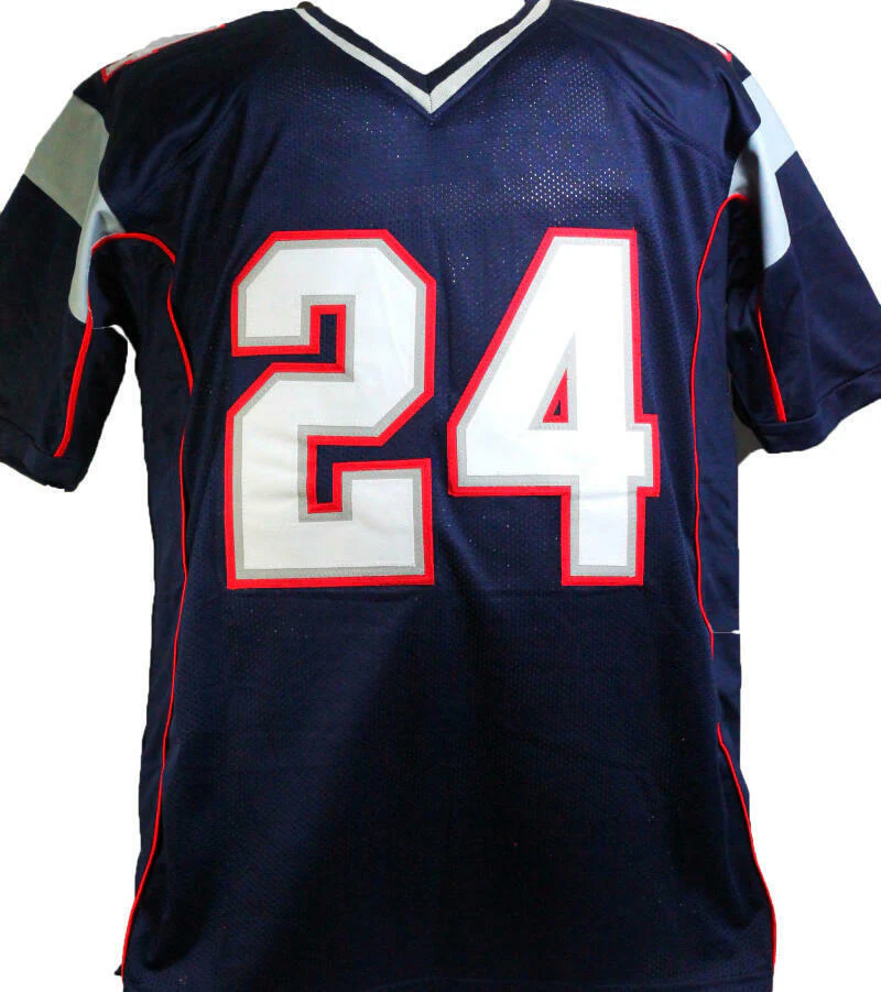 Ty Law Autographed Blue Pro Style Jersey- Beckett W Hologram *Black - Image 3