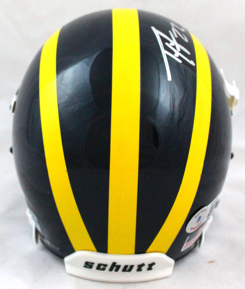 Ty Law Autographed Michigan Schutt Mini Helmet-Beckett W Hologram *Silver - Image 3