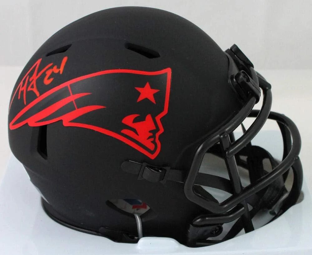 Ty Law Autographed New England Patriots Eclipse Mini Helmet- Beckett W Auth *Red - Image 4