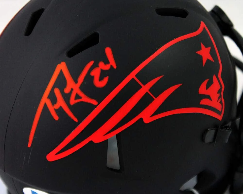 Ty Law Autographed New England Patriots Eclipse Mini Helmet- Beckett W Auth *Red - Image 5