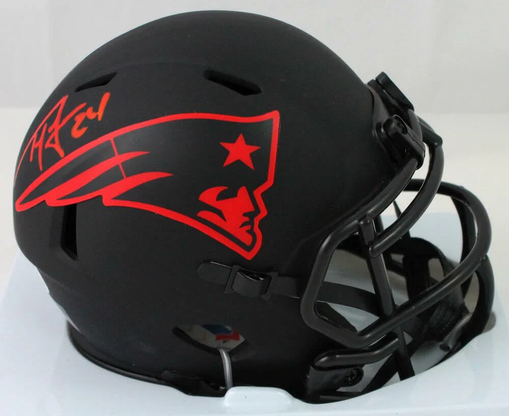 Ty Law Autographed New England Patriots Eclipse Mini Helmet- Beckett W Auth *Red - Image 7