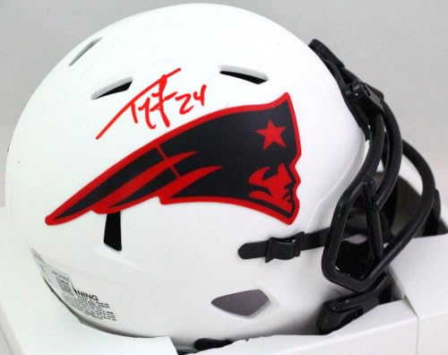 Ty Law Autographed New England Patriots Lunar Speed Mini Helmet- Beckett W *Red - Image 8