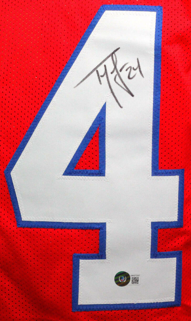 Ty Law Autographed Red Pro Style Jersey-Beckett W Hologram *Black - Image 2