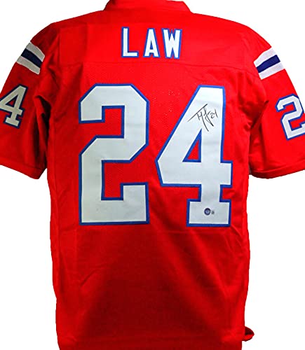 Ty Law Autographed Red Pro Style Jersey-Beckett W Hologram *Black - Image 4