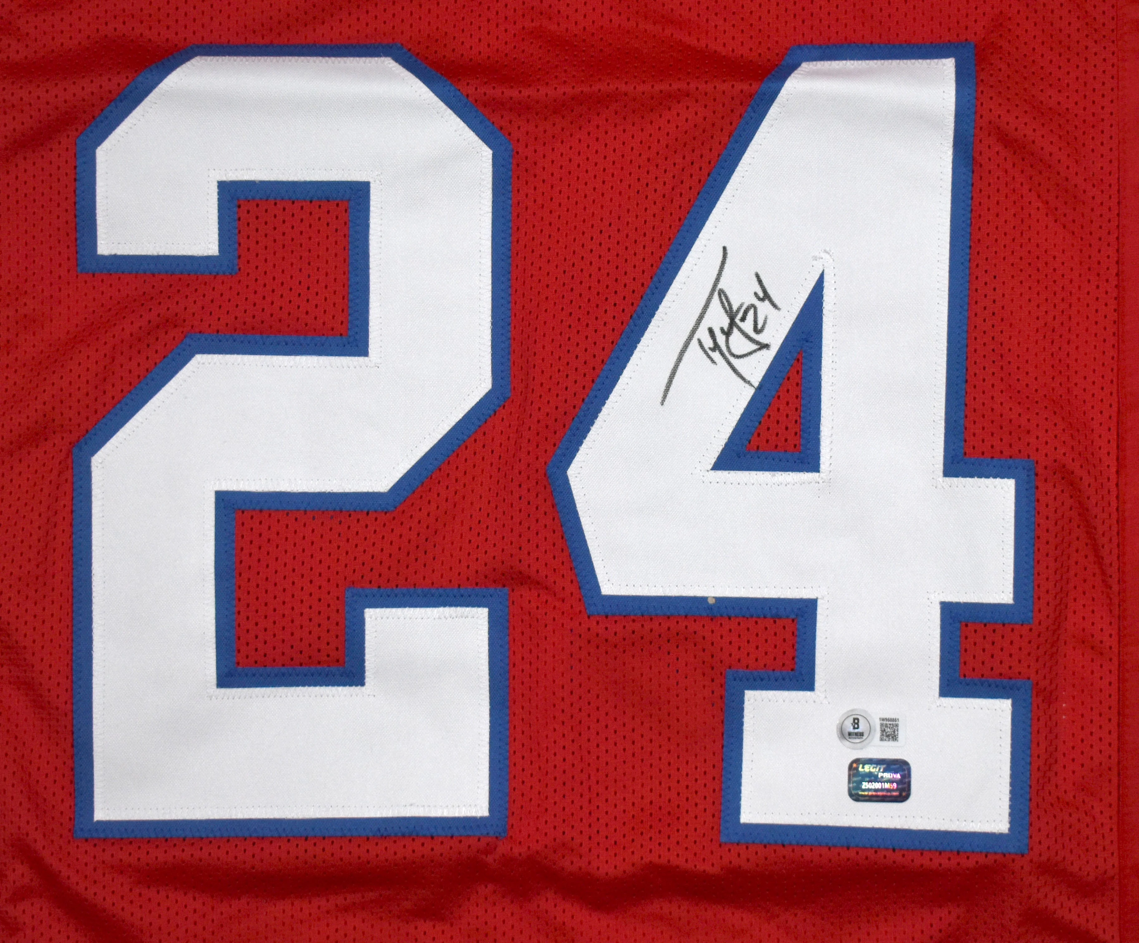 Ty Law Autographed Red Pro Style Jersey - Beckett W Hologram *Black *Up - Image 2