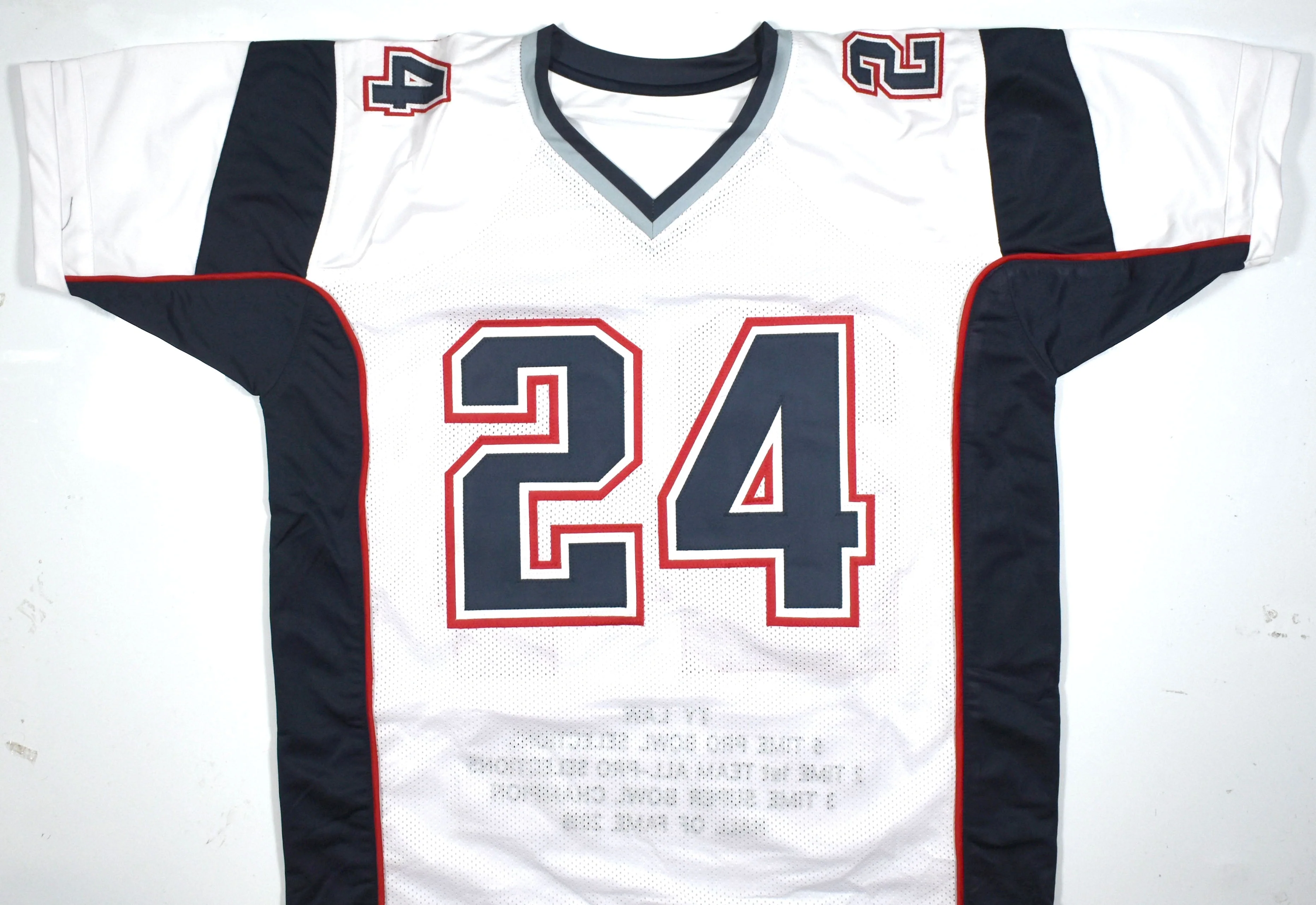 Ty Law Autographed White Pro Style STAT Jersey - Beckett W Hologram *Silver - Image 3