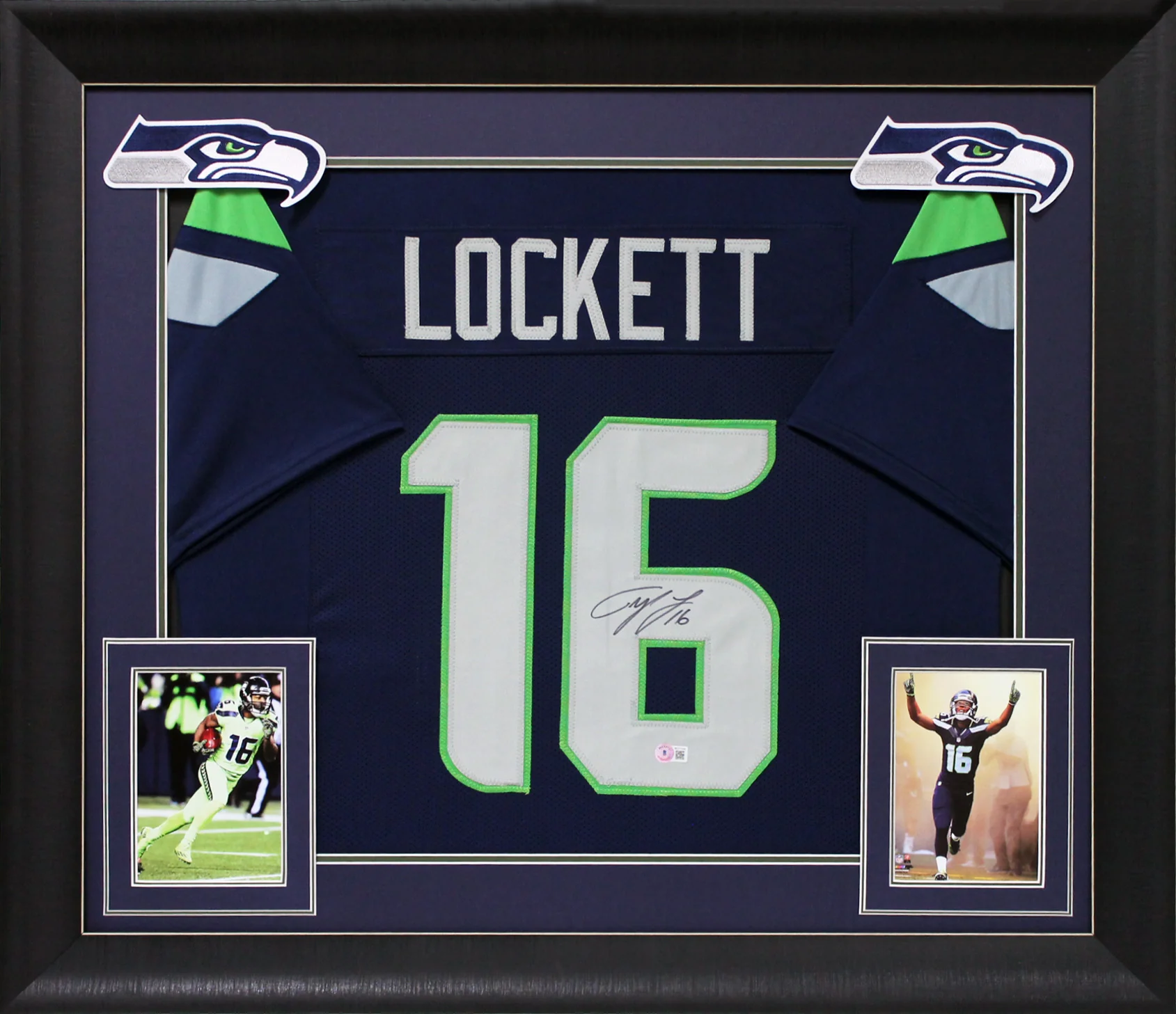 Tyler Lockett Authentic Signed Navy Blue Pro Style Framed Jersey BAS Witnessed - Image 2