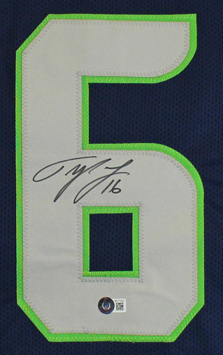 Tyler Lockett Authentic Signed Navy Blue Pro Style Framed Jersey BAS Witnessed - Image 3