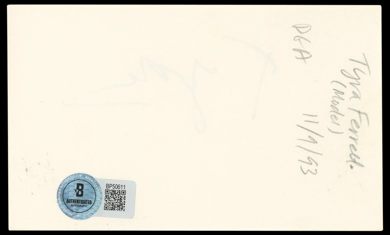 Tyra Ferrell Boyz N The Hood Authentic Signed 3x5 Index Card BAS #BP50611 - Image 3