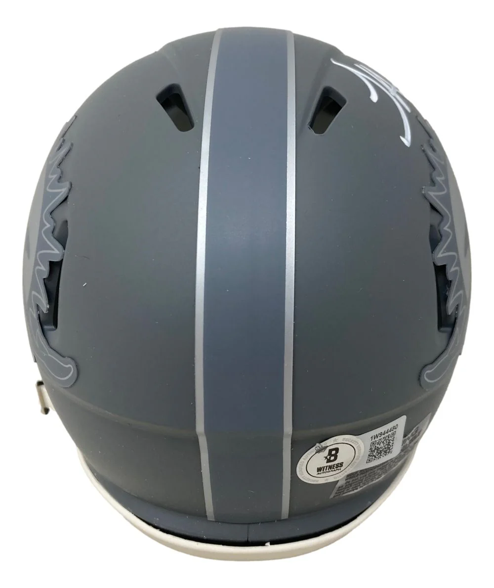 Tyreek Hill Signed Miami Dolphins Slate Mini Speed Helmet BAS - Image 2