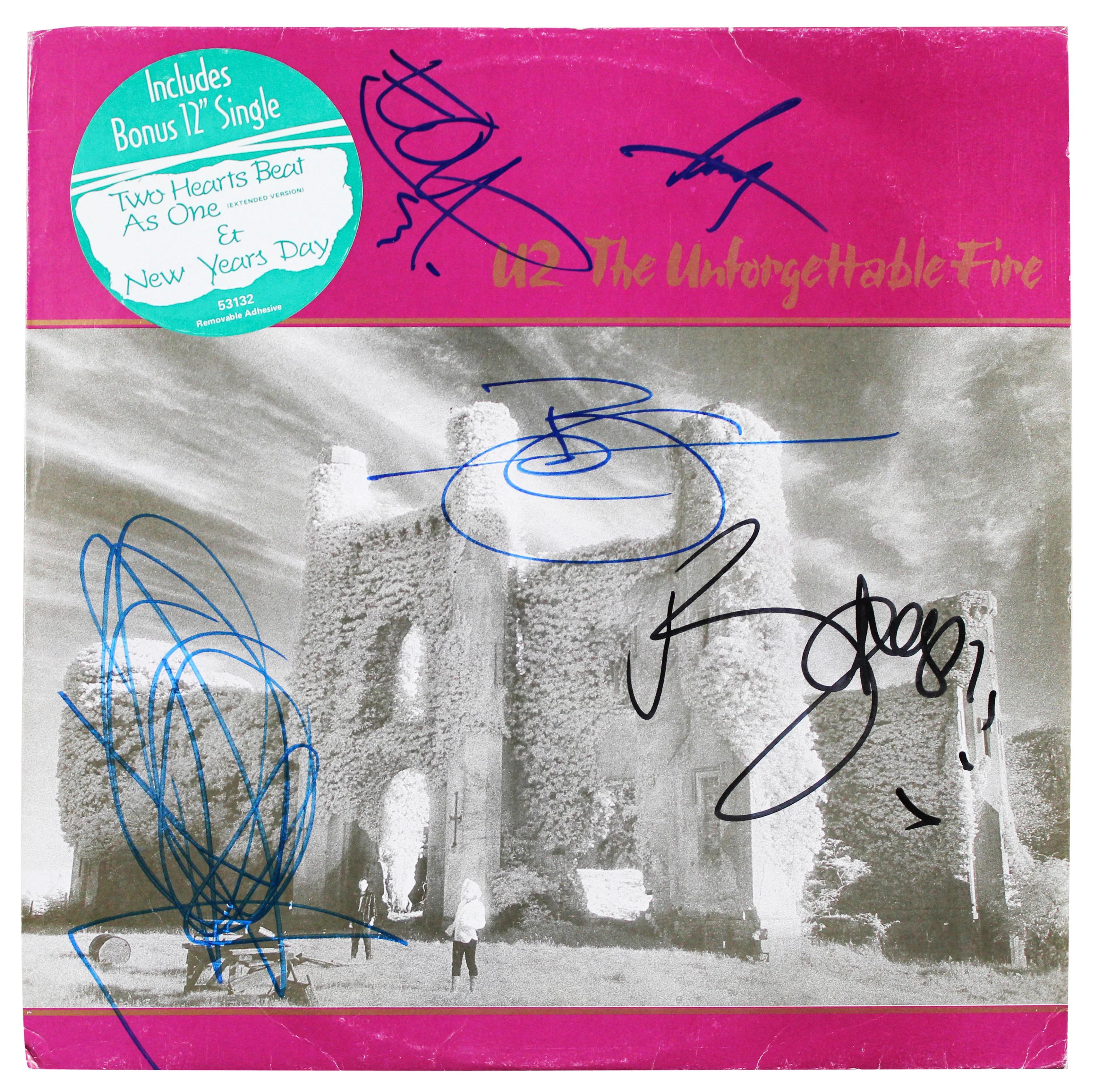 U2 (5) Bono, Edge, Mullen, Clayton & Eno Signed Album Cover w Vinyl BAS #AE11944 - Image 3