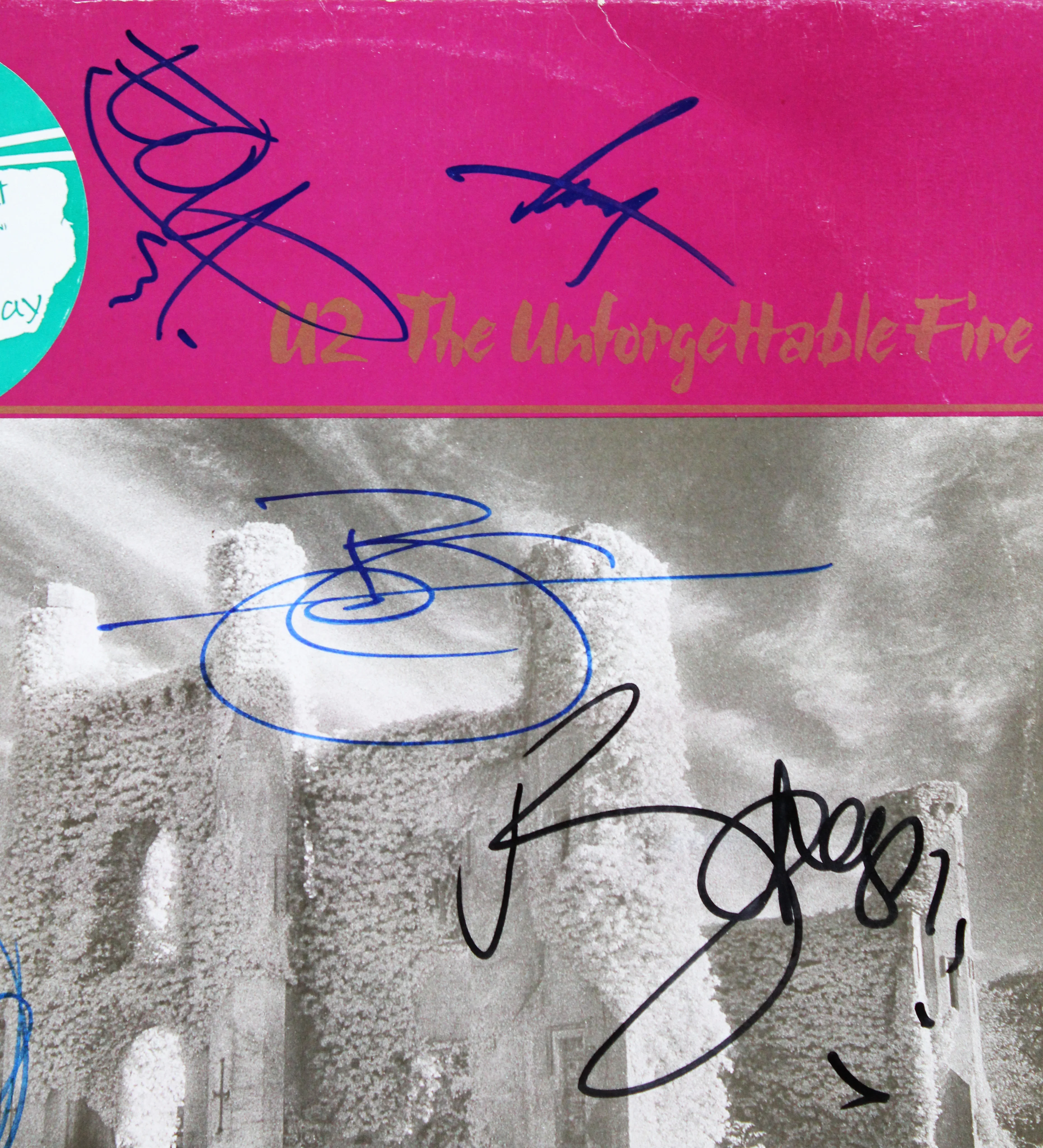 U2 (5) Bono, Edge, Mullen, Clayton & Eno Signed Album Cover w Vinyl BAS #AE11944 - Image 4