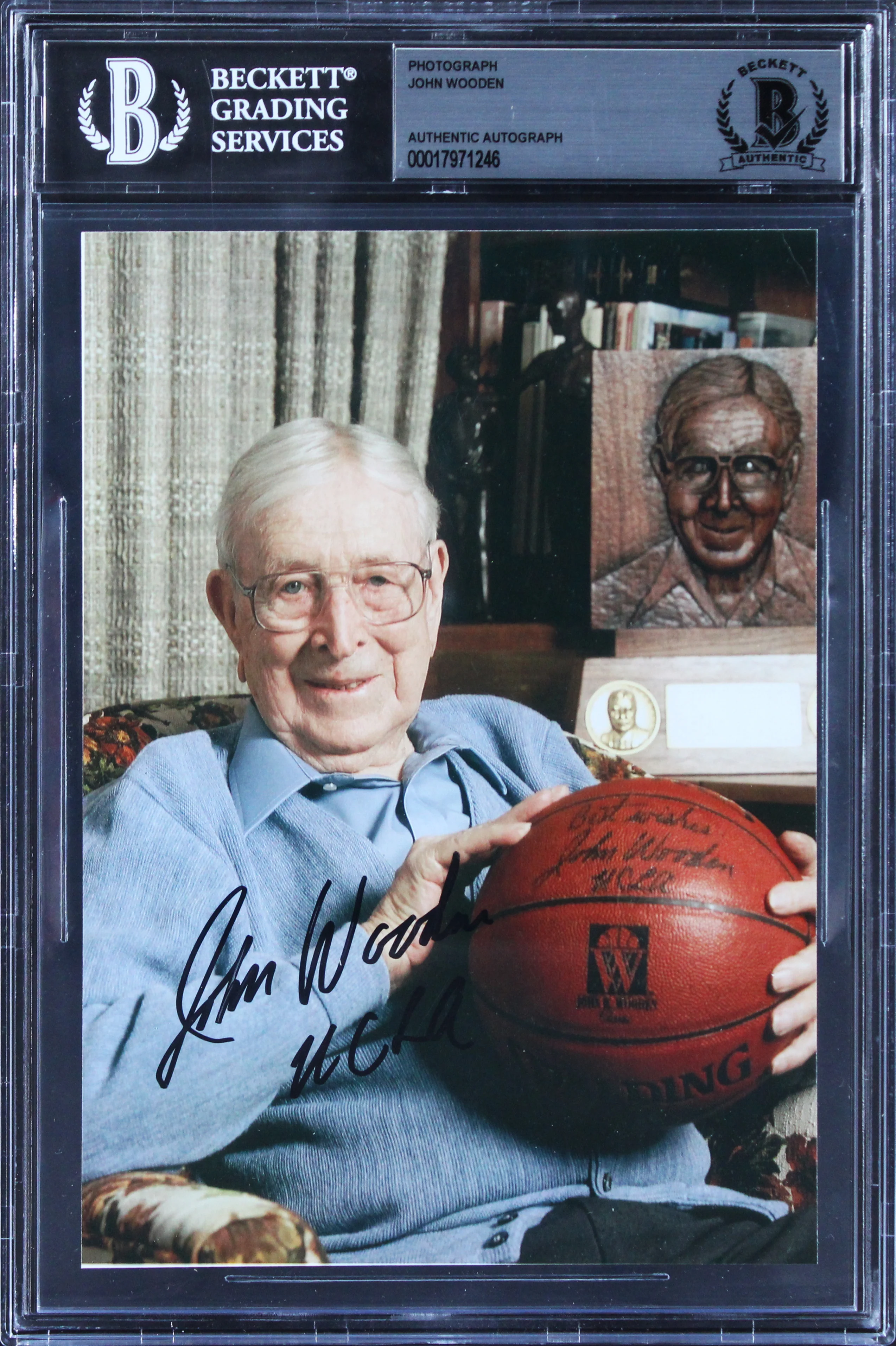 UCLA John Wooden "UCLA" Authentic Signed 5x7 Photo Autographed BAS Slabbed - Image 2