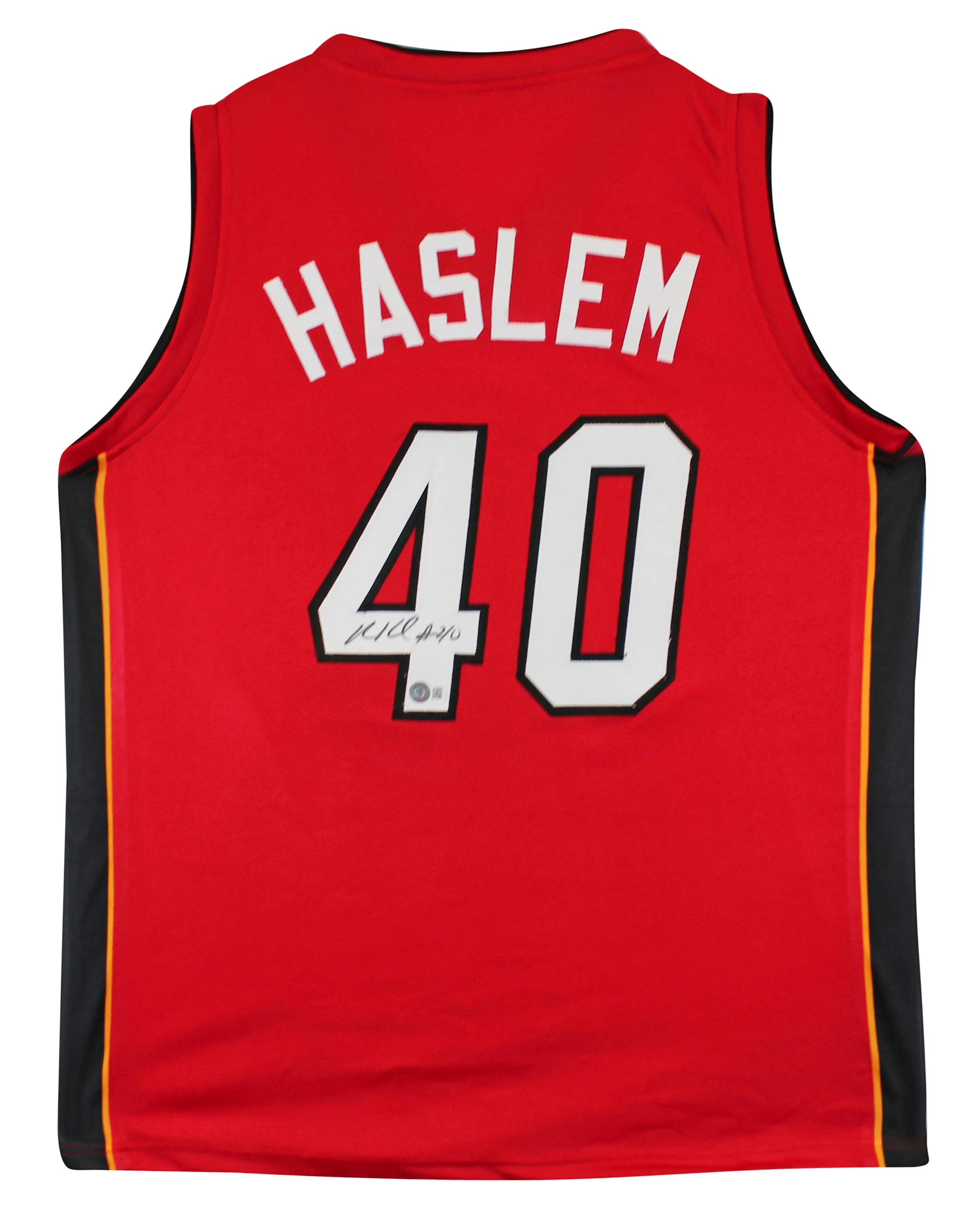 Udonis Haslem Authentic Signed Red Pro Style Jersey Autographed BAS Witnessed - Image 2