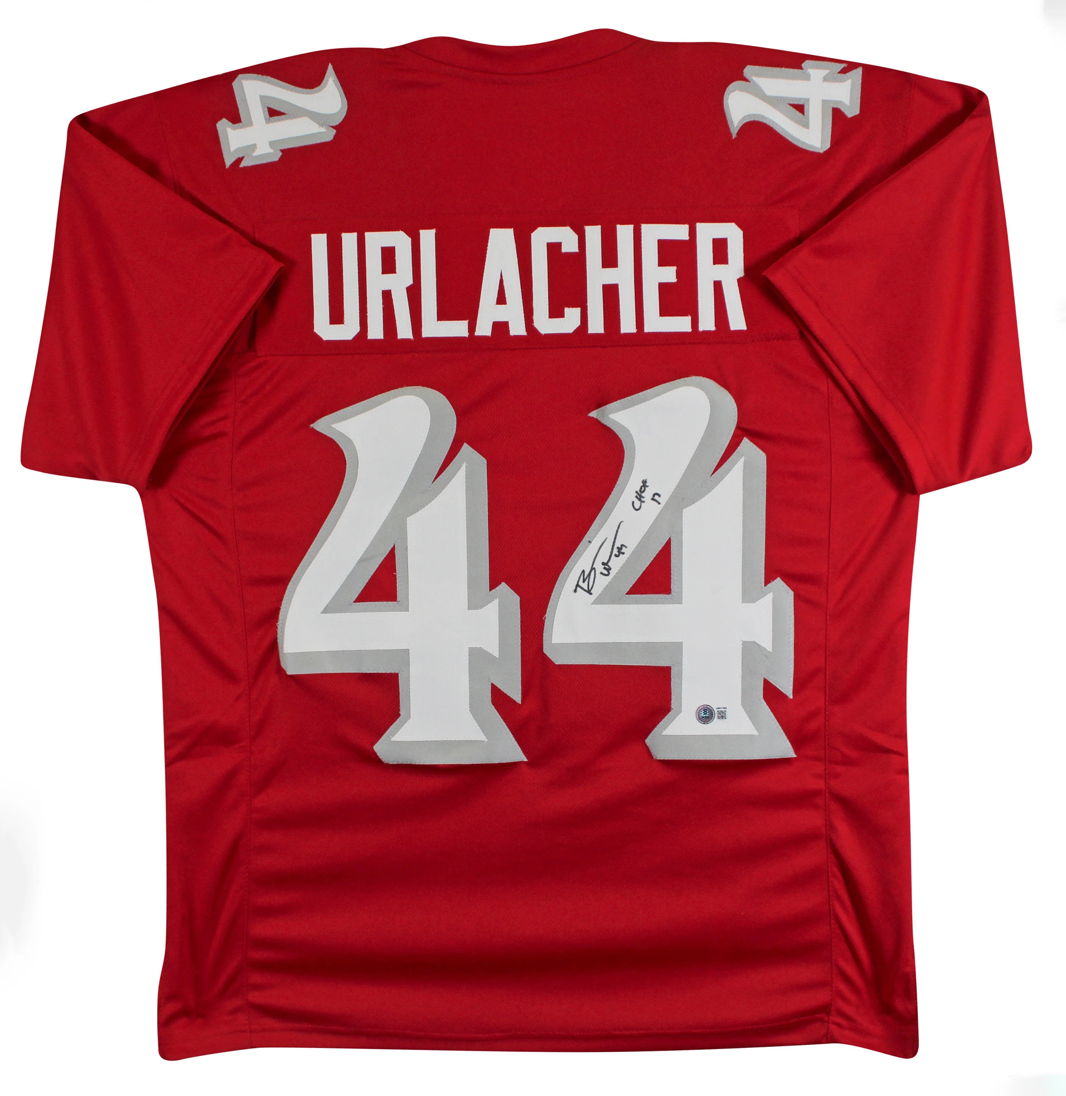 UNM Brian Urlacher "CHOF 17" Authentic Signed Red Pro Style Jersey BAS - Image 2