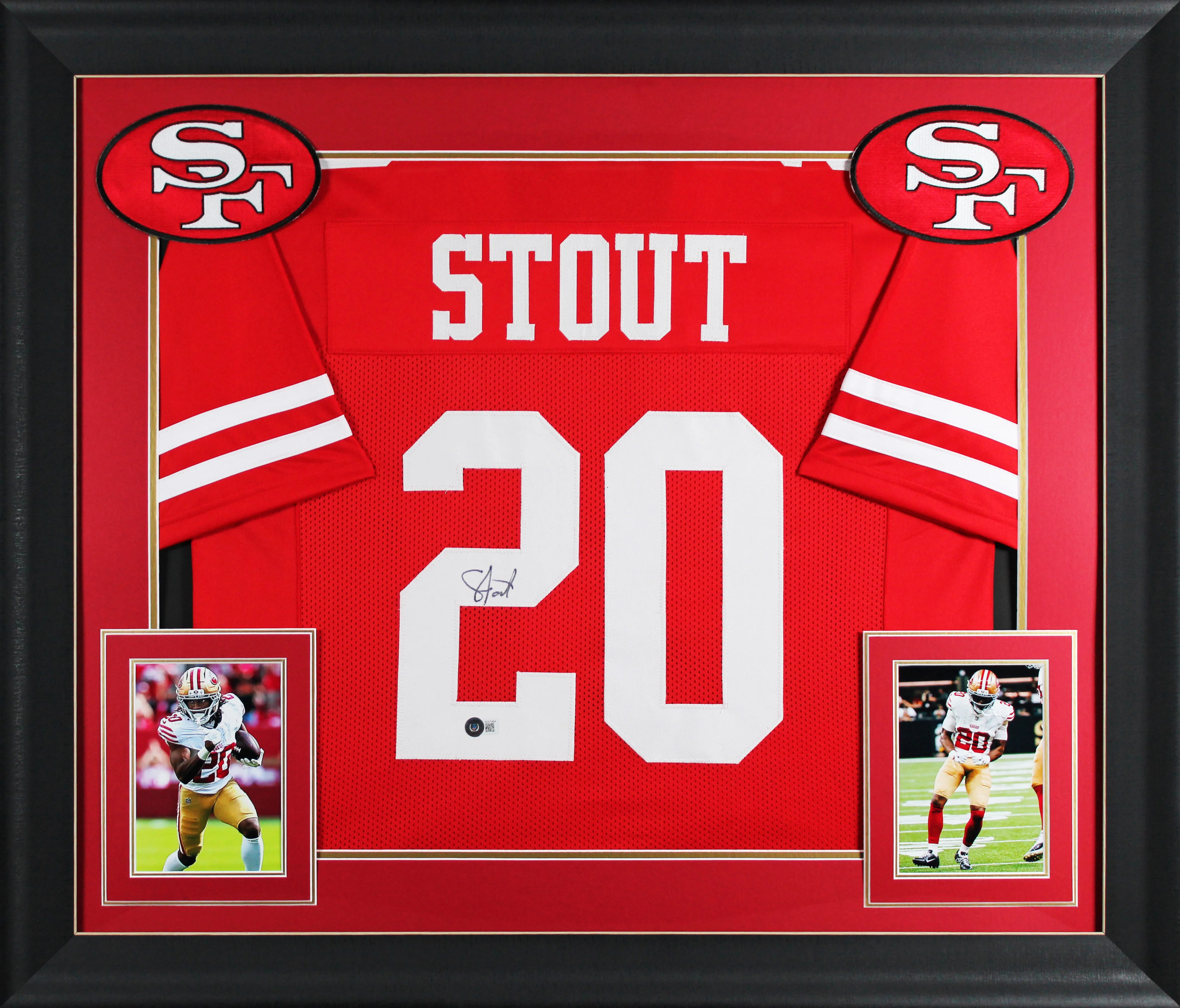Upton Stout Authentic Signed Red Pro Style Framed Jersey Autographed BAS - Image 2