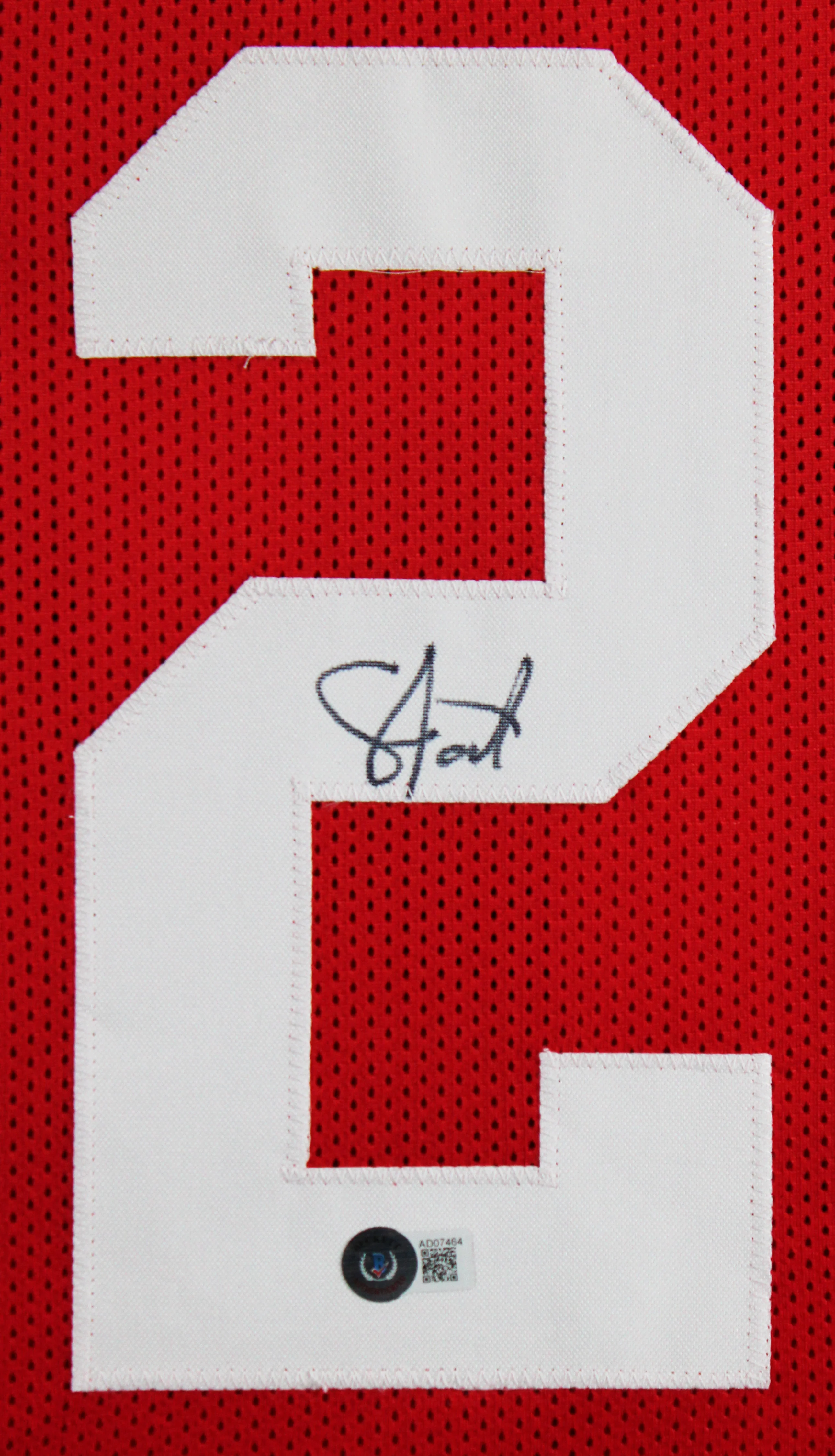Upton Stout Authentic Signed Red Pro Style Framed Jersey Autographed BAS - Image 3