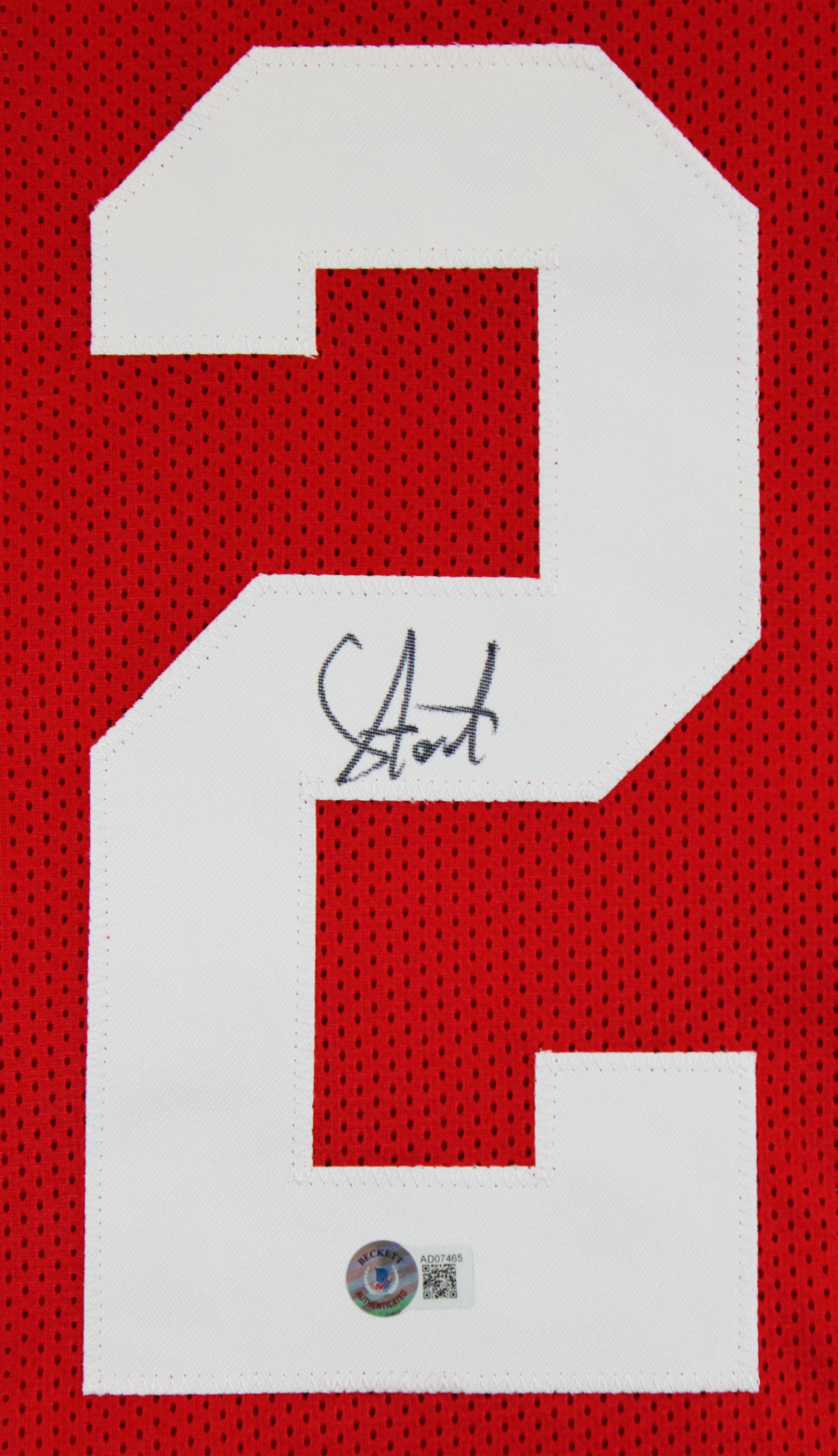 Upton Stout Authentic Signed Red Pro Style Jersey Autographed BAS - Image 3