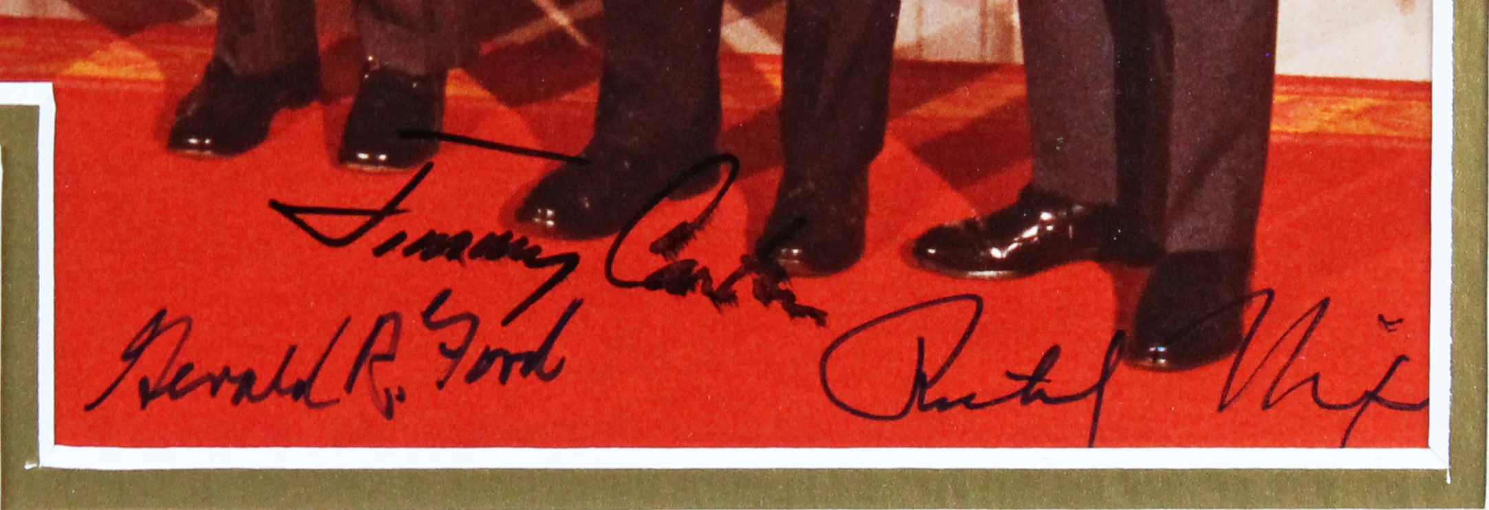 US Presidents (4) Reagan, Carter, Ford & Nixon Signed Framed Display BAS - Image 3