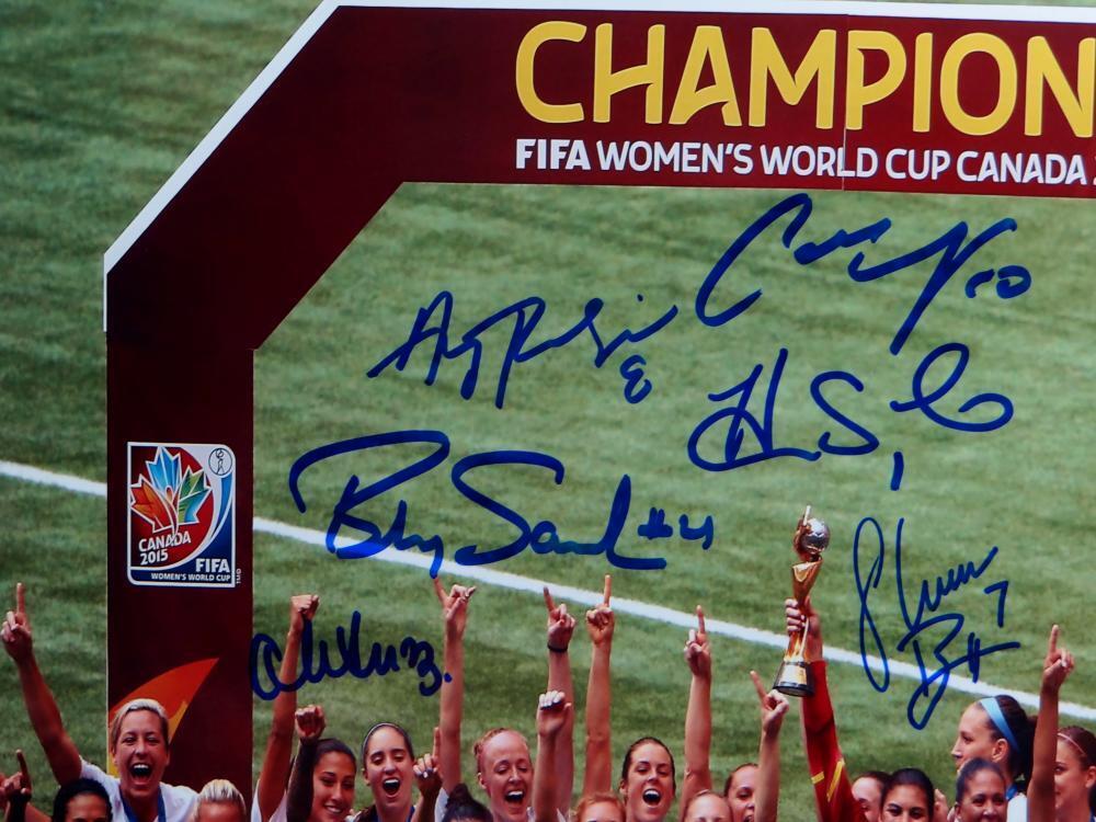 US Women's Soccer Team Autographed 16x20 World Cup Trophy Photo- JSA W Auth - Image 2