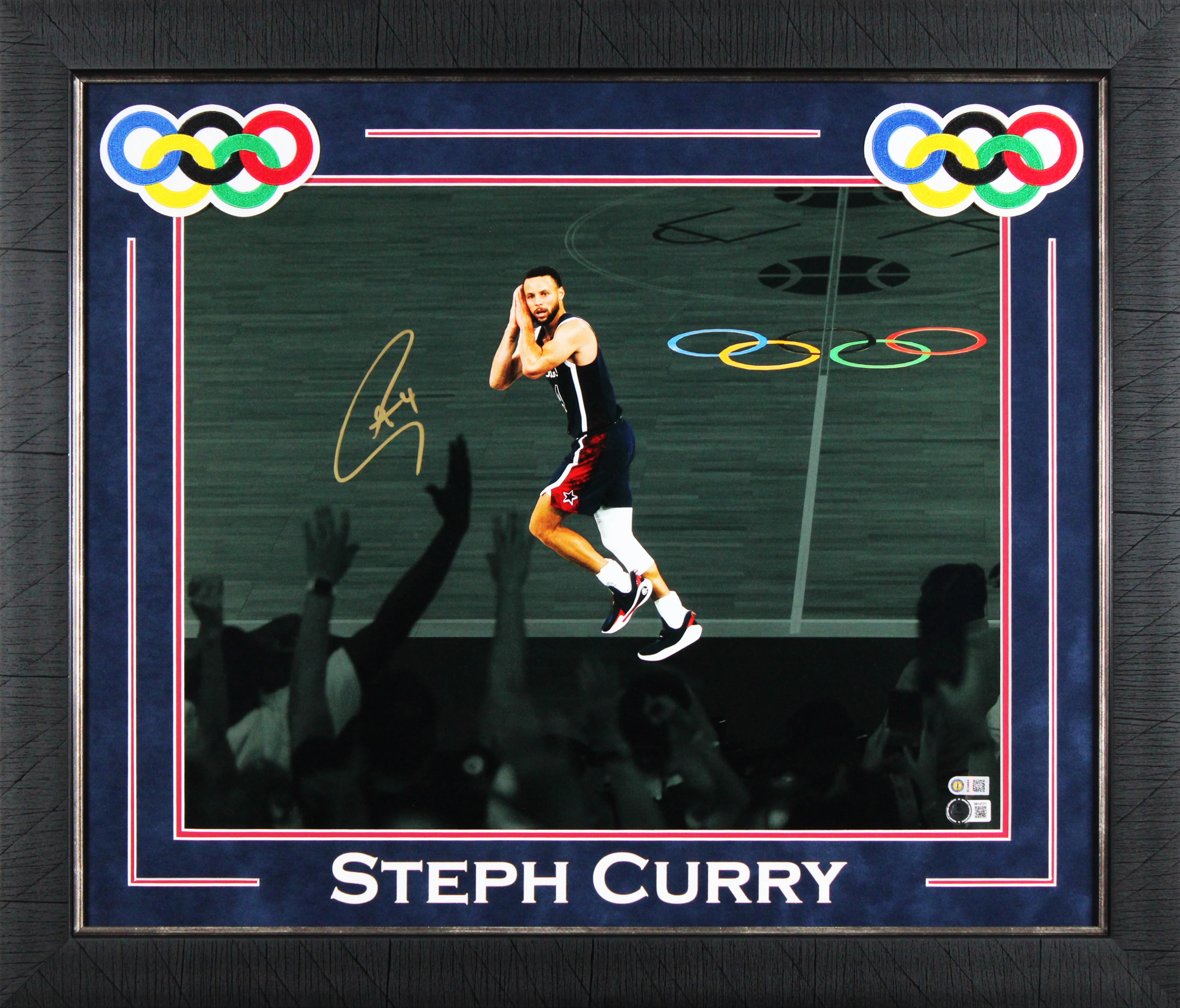 USA Stephen Curry Signed 16x20 Night Night Horizontal Spotlight Photo Framed BAS - Image 2