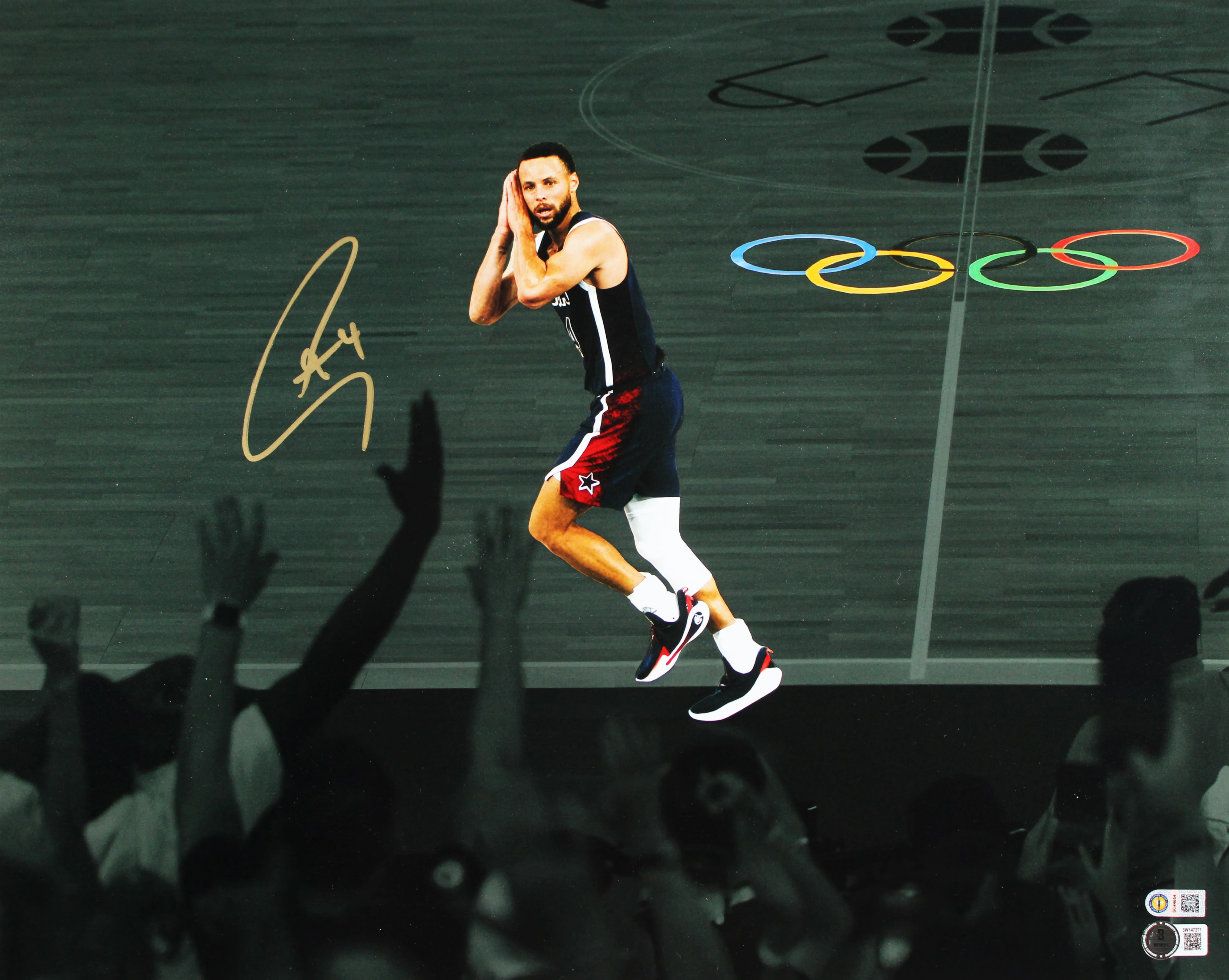 USA Stephen Curry Signed 16x20 Night Night Horizontal Spotlight Photo Framed BAS - Image 3