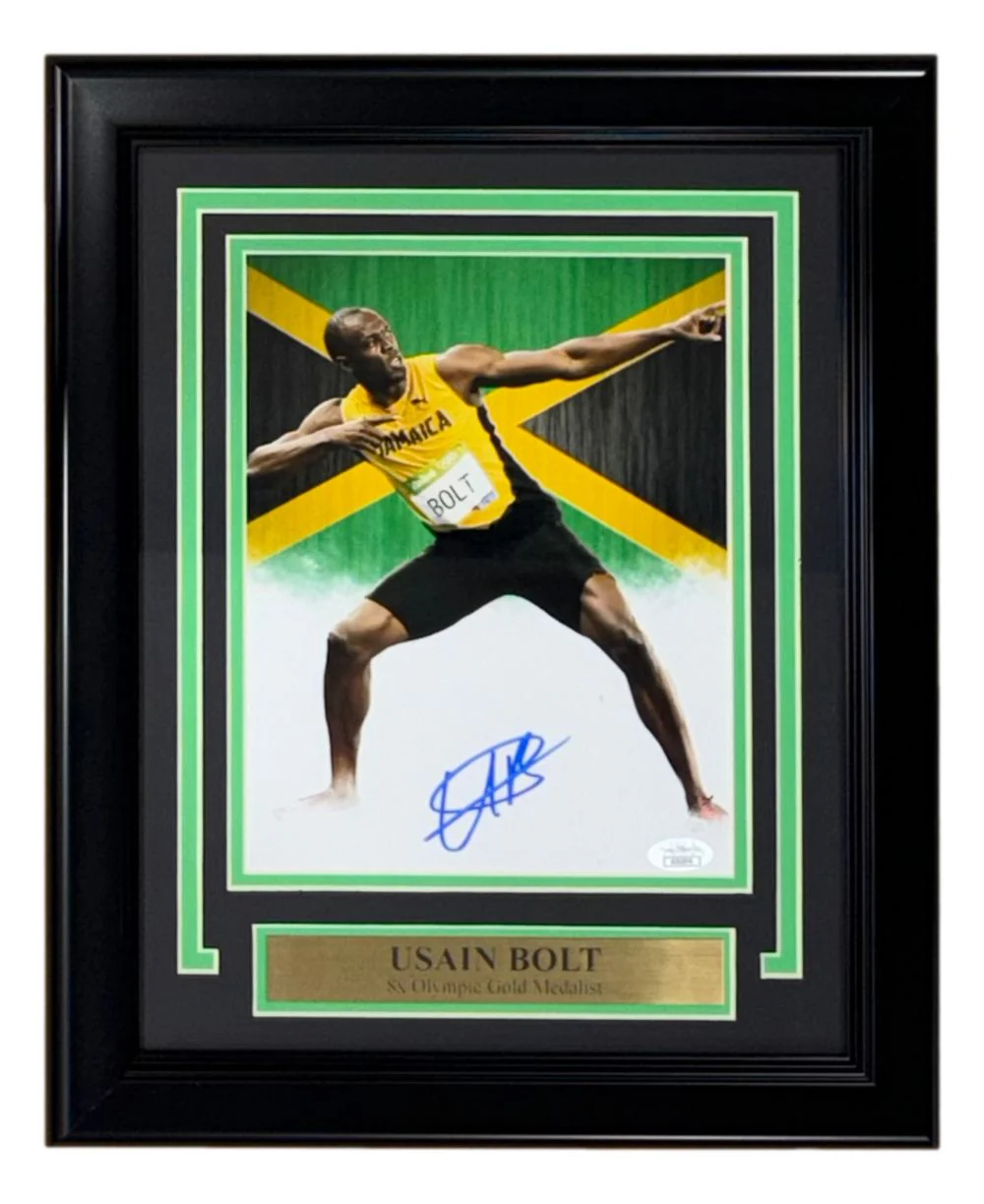 Usain Bolt Signed Framed 8x10 Olympic Track Legend Photo JSA AZ02976