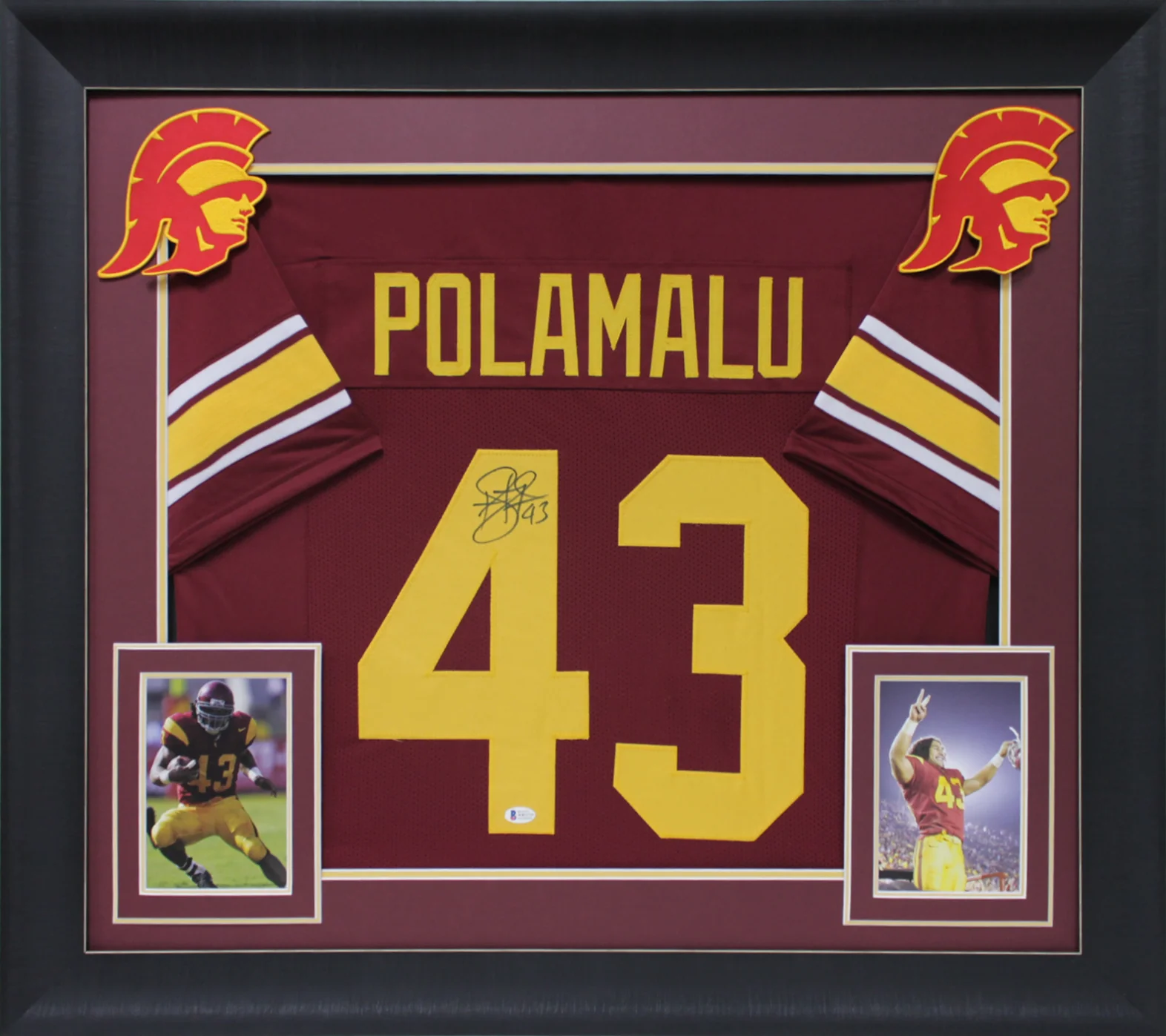 USC Troy Polamalu Authentic Signed Maroon Pro Style Framed Jersey BAS Witnessed - Image 2