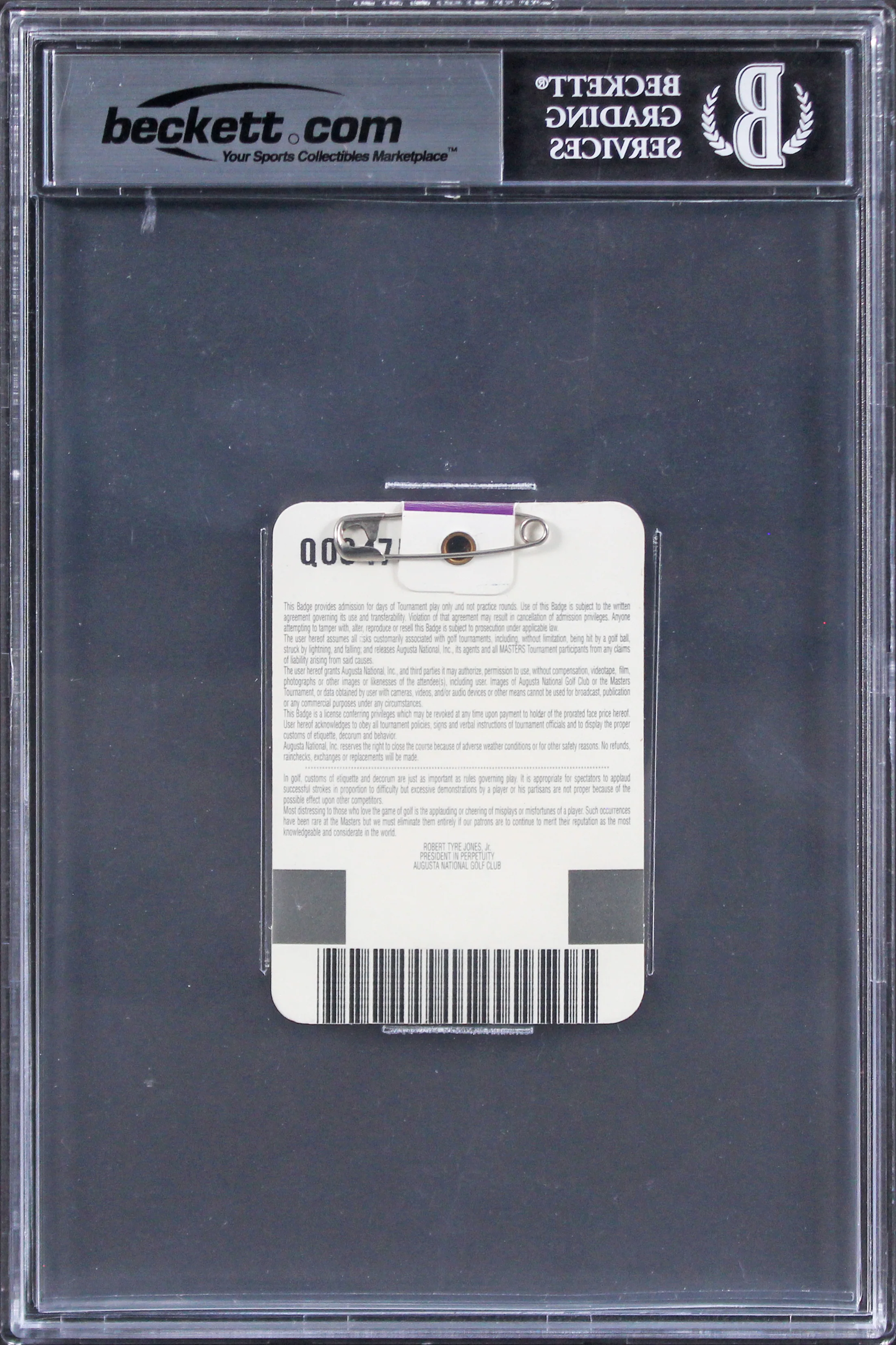 Vijay Singh Signed 2000 Masters Augusta Golf Club Badge Auto 10! BAS Slabbed - Image 3
