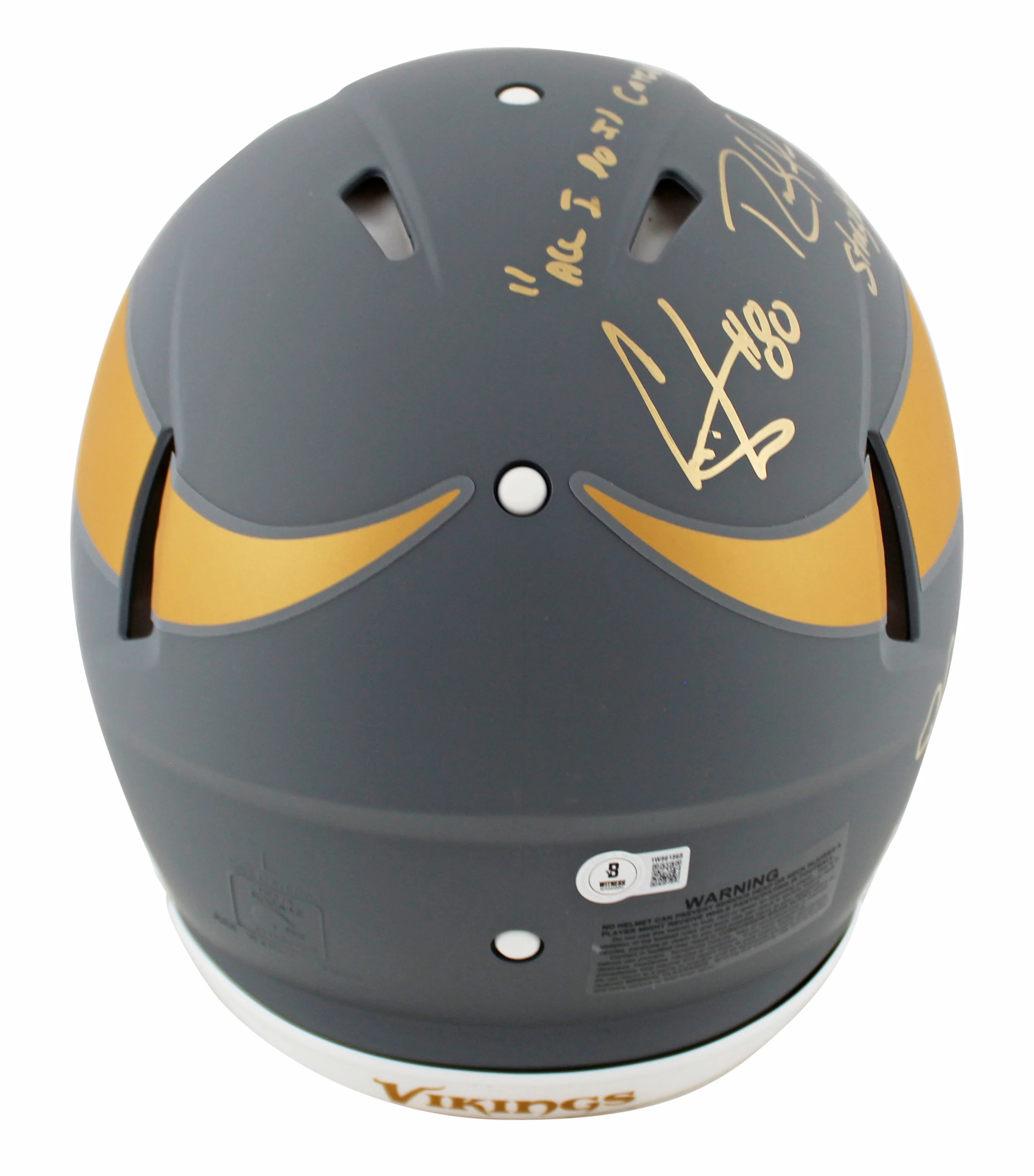 Vikings (3) Jefferson, Moss & Carter Signed Slate F/S Speed Proline Helmet BAS W - Image 3