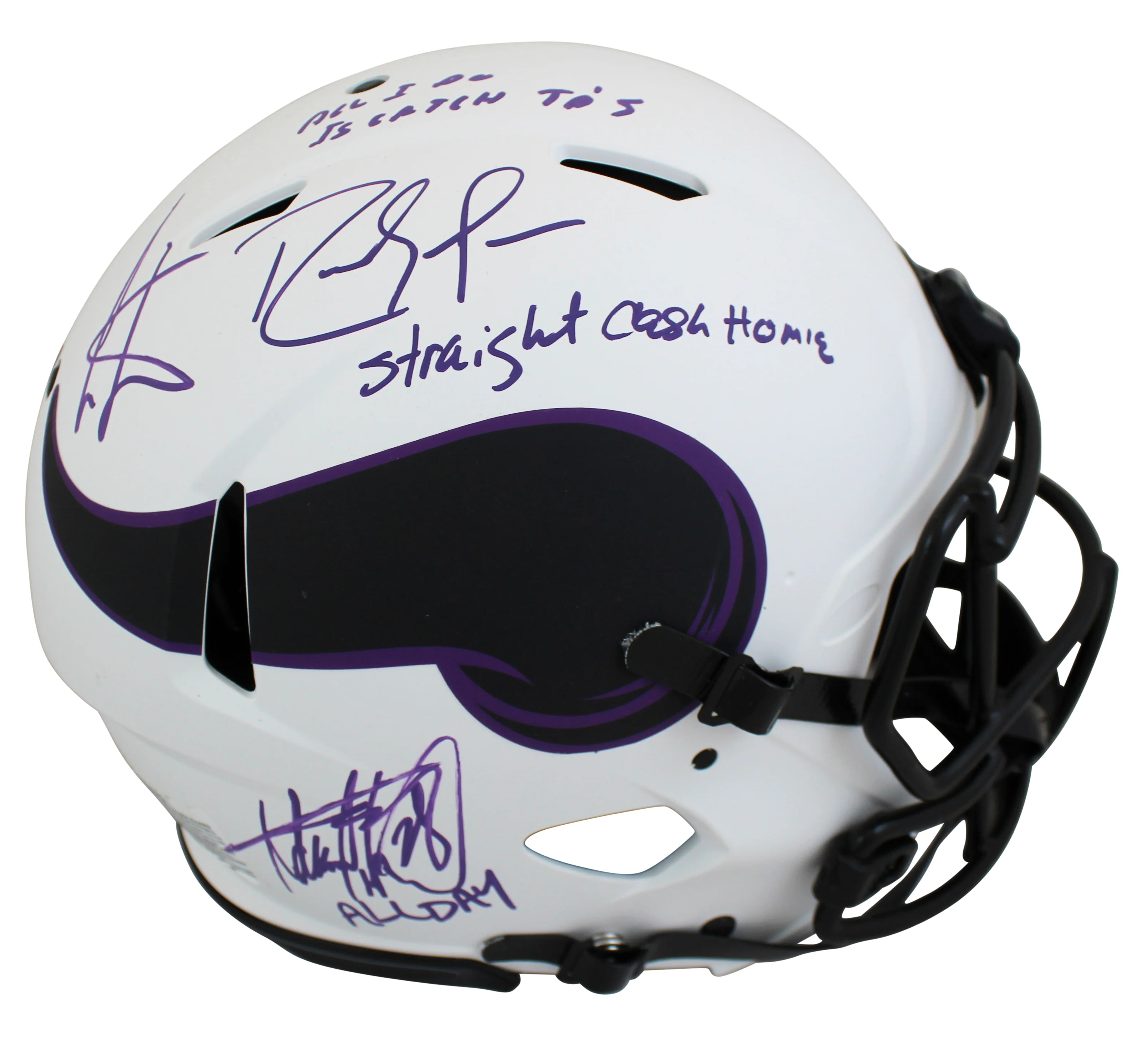 Vikings (3) Moss, Carter & Peterson Signed Lunar F/S Speed Proline Helmet BAS - Image 2