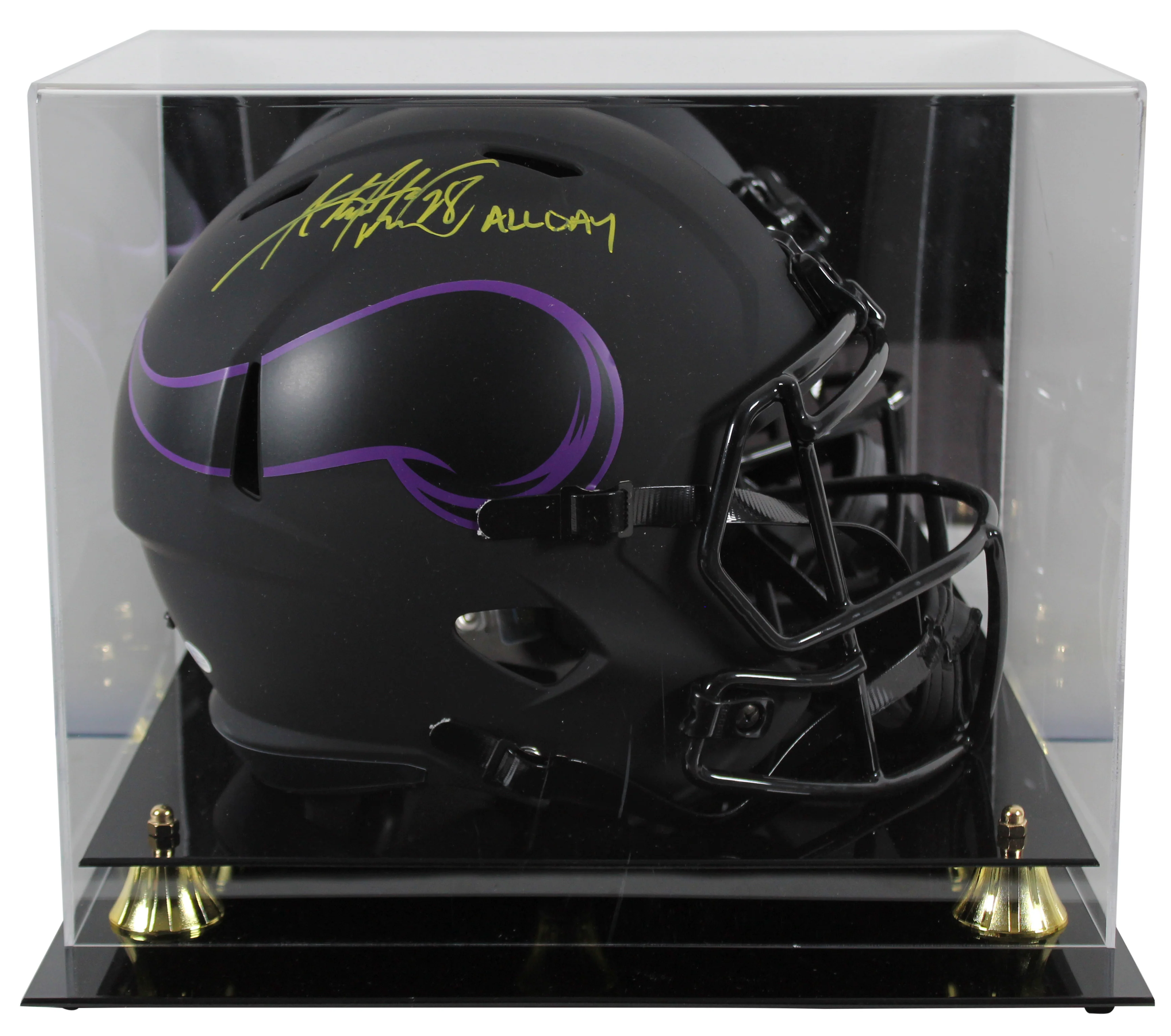 Vikings Adrian Peterson "All Day" Signed Eclipse F/S Speed Rep Helmet w Case BAS - Image 2