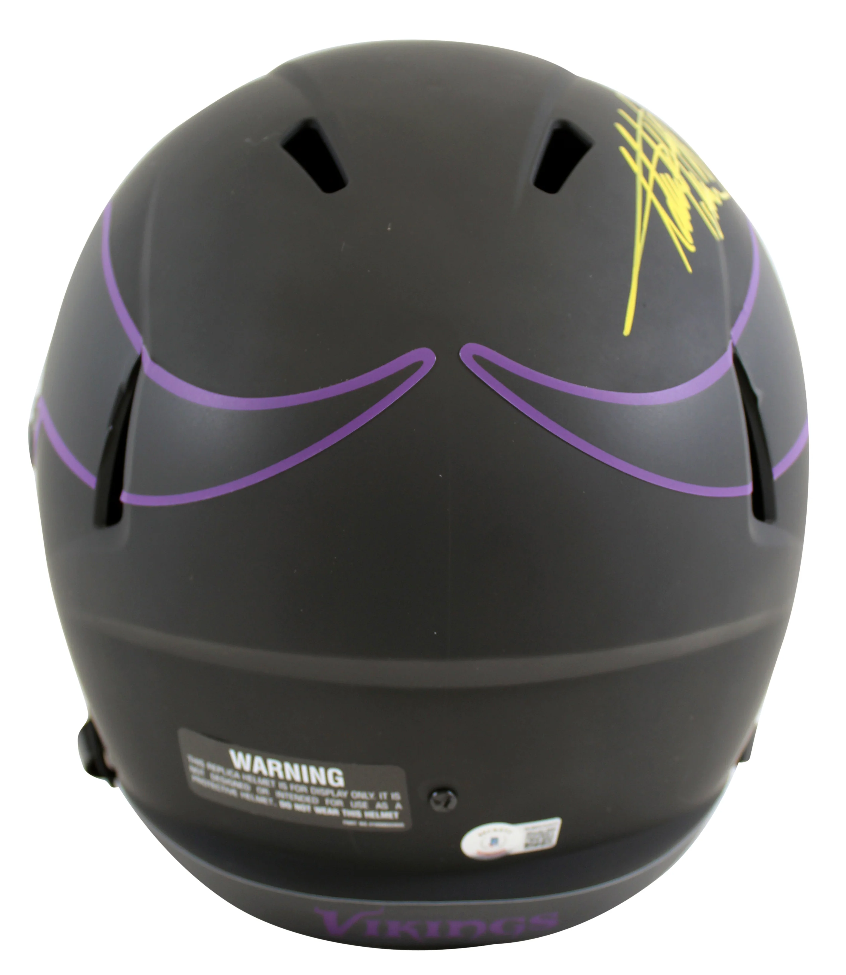 Vikings Adrian Peterson "All Day" Signed Eclipse F/S Speed Rep Helmet w Case BAS - Image 4