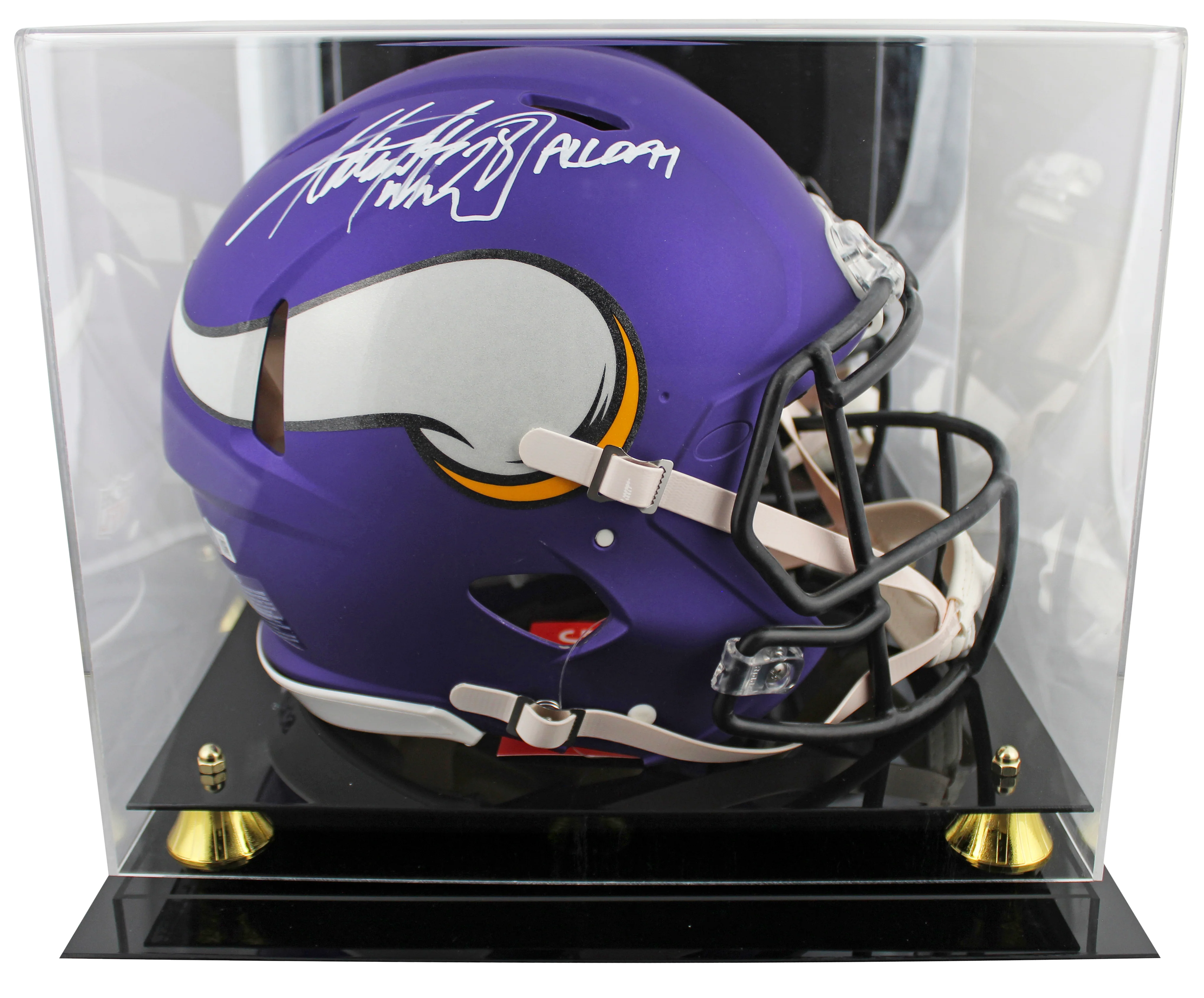 Vikings Adrian Peterson "All Day" Signed F/S Speed Proline Helmet W/ Case BAS W - Image 2