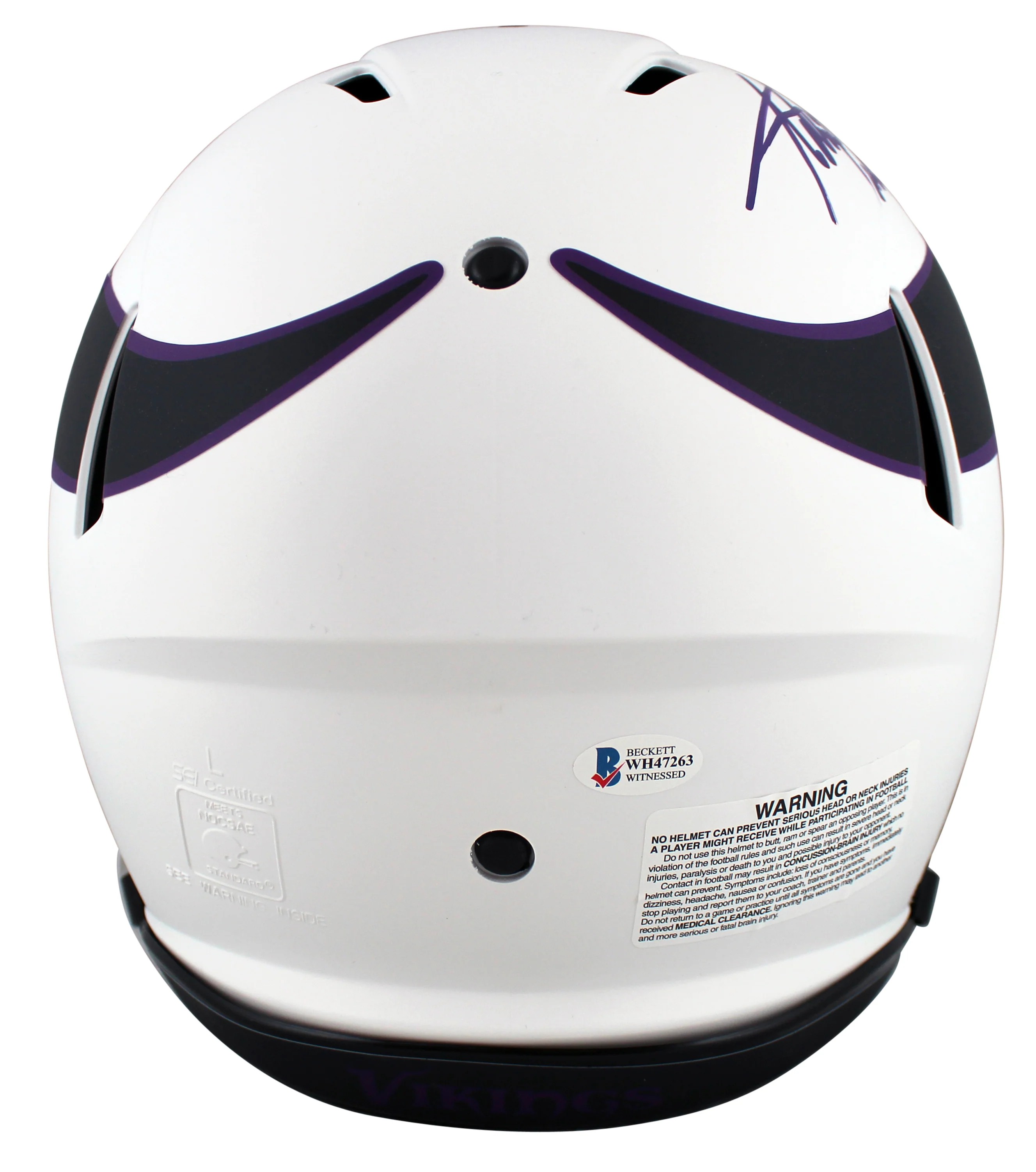 Vikings Adrian Peterson "All Day" Signed Lunar F/S Speed Proline Helmet BAS Wit - Image 3