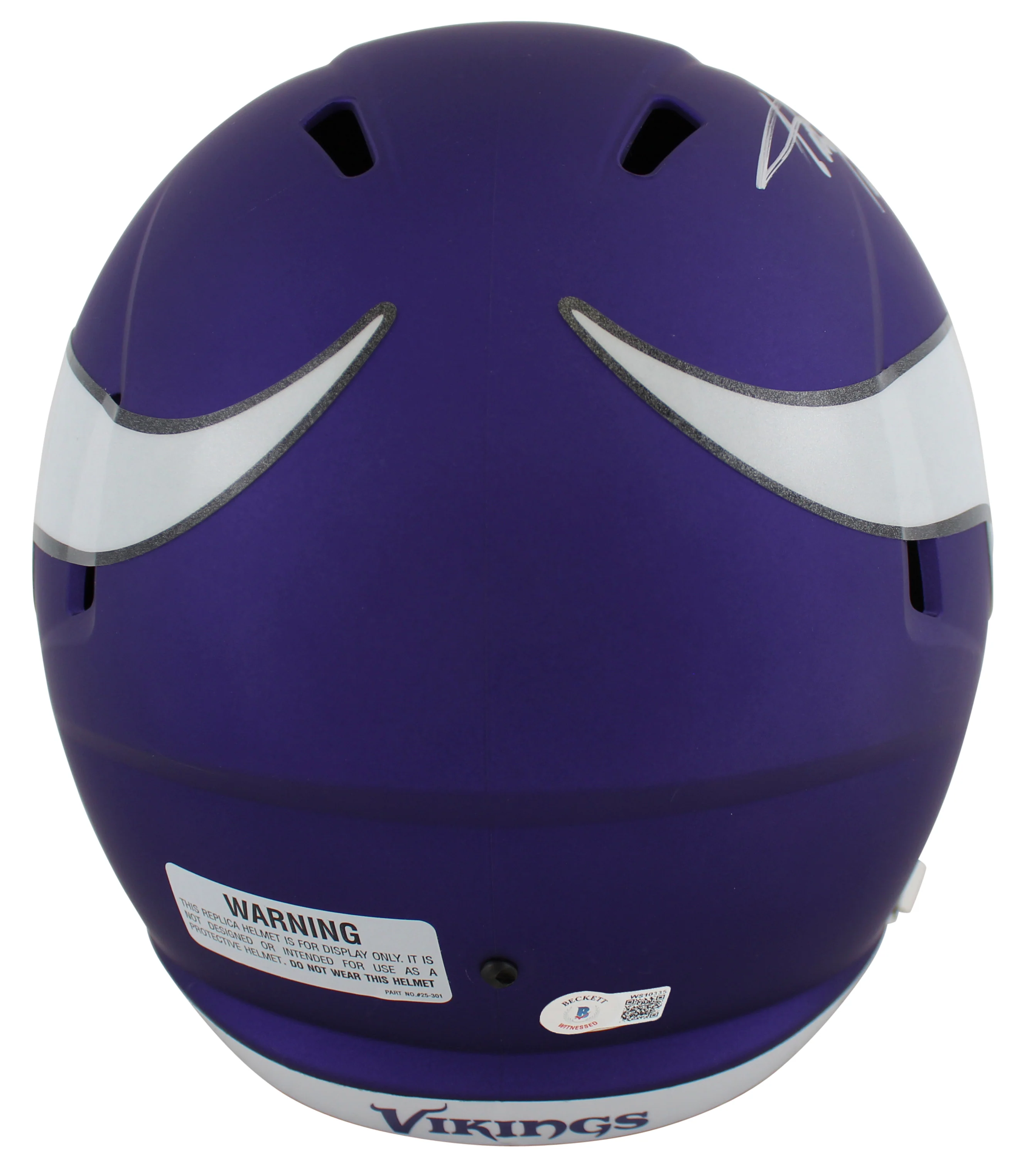 Vikings Adrian Peterson Authentic Signed Full Size Speed Rep Helmet BAS Witness - Image 3