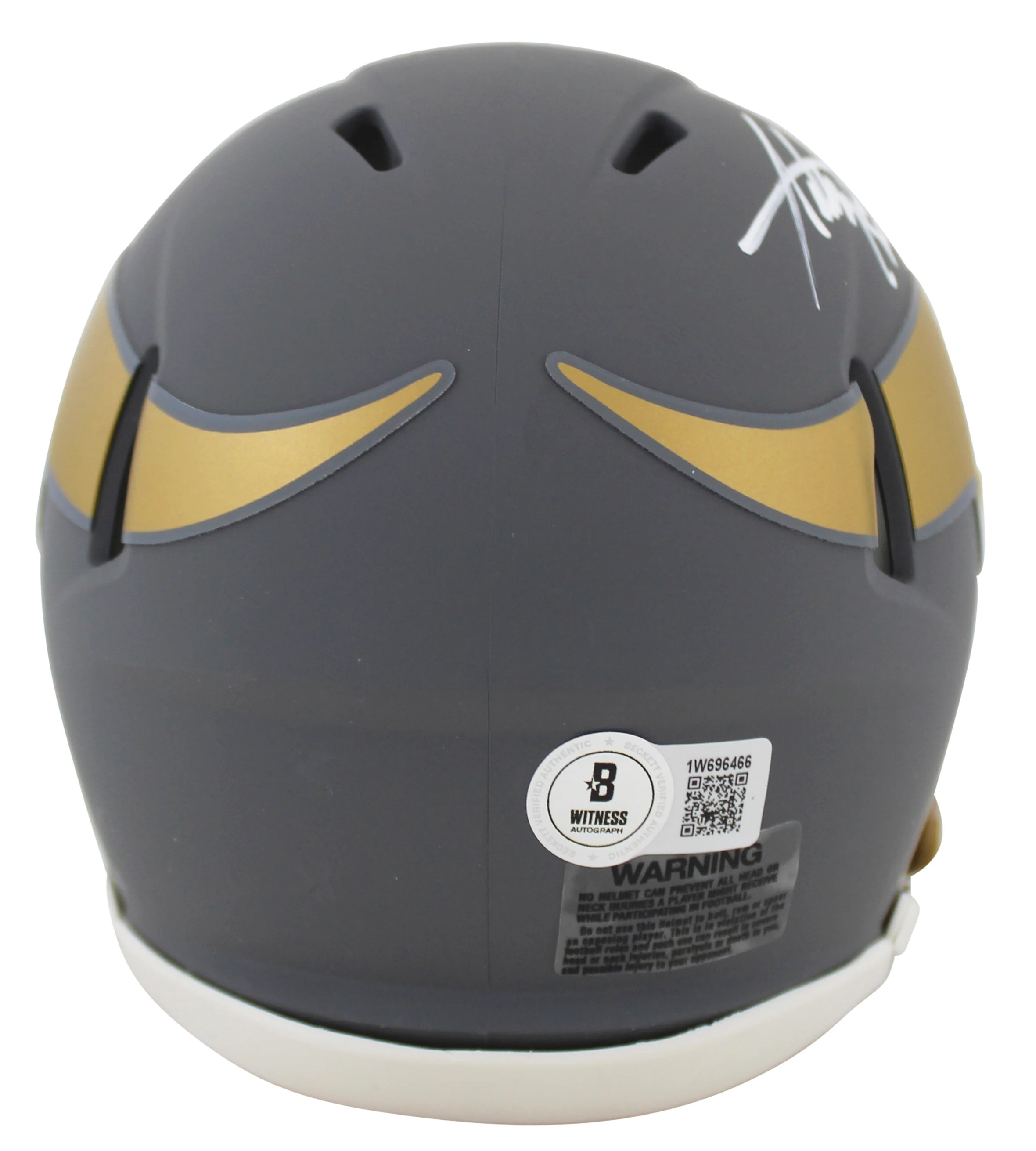 Vikings Adrian Peterson Authentic Signed Slate Speed Mini Helmet BAS Witnessed - Image 3