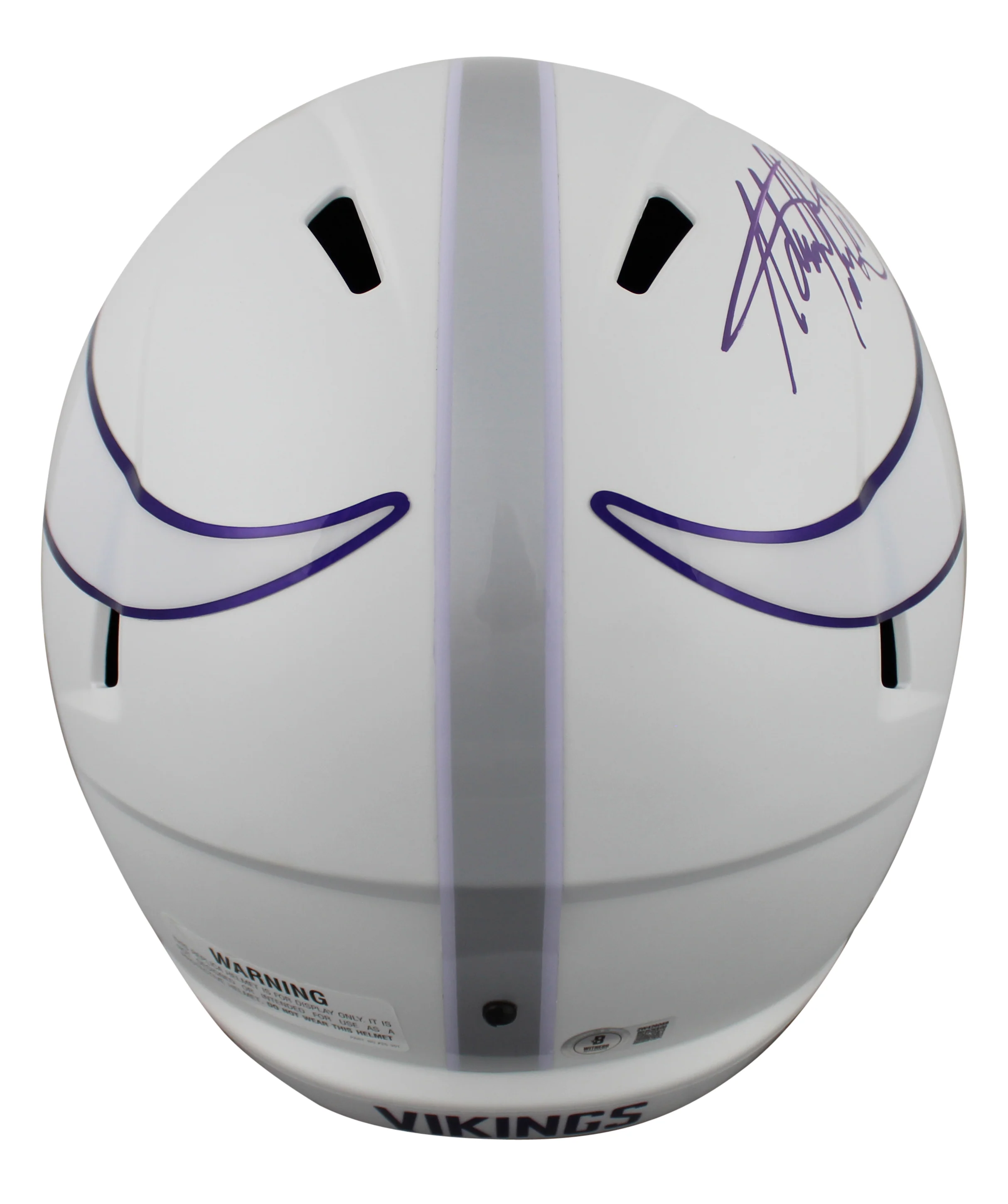 Vikings Adrian Peterson Signed 2024 Alt Full Size Speed Rep Helmet BAS Witnessed - Image 3