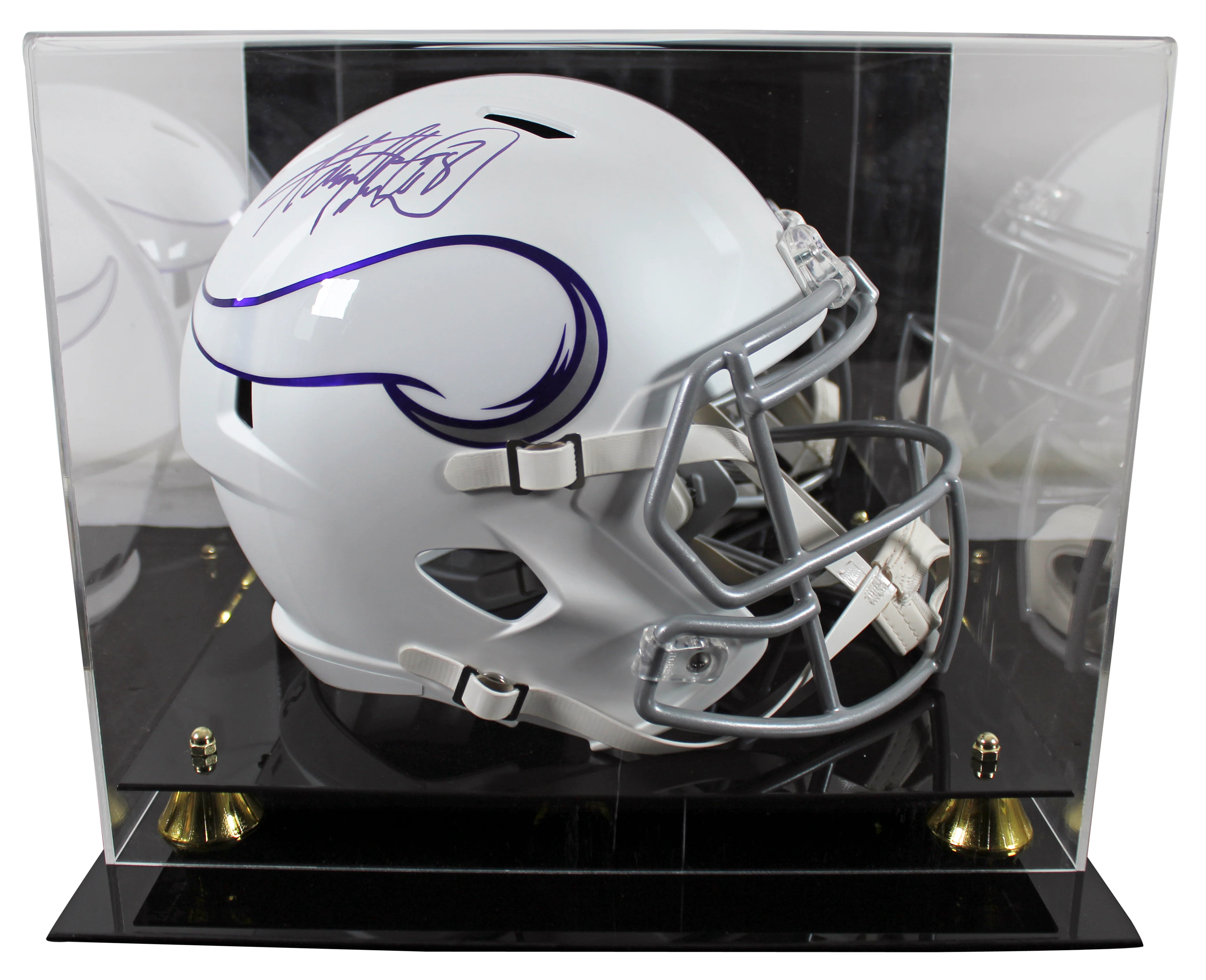 Vikings Adrian Peterson Signed 2024 Alt Full Size Speed Rep Helmet W/ Case BAS W - Image 2