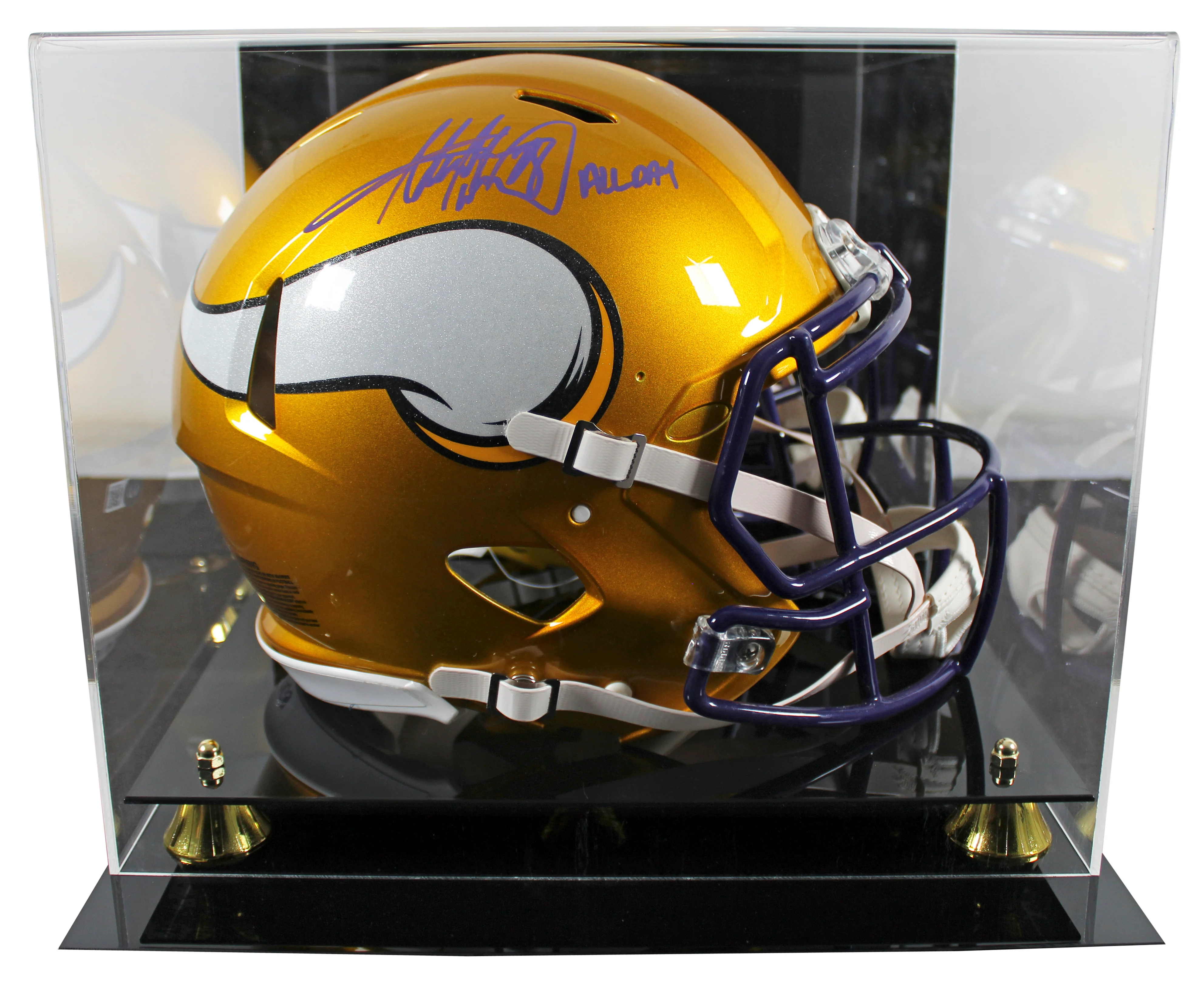 Vikings Adrian Peterson Signed Flash F/S Speed Proline Helmet W/ Case BAS Wit - Image 2