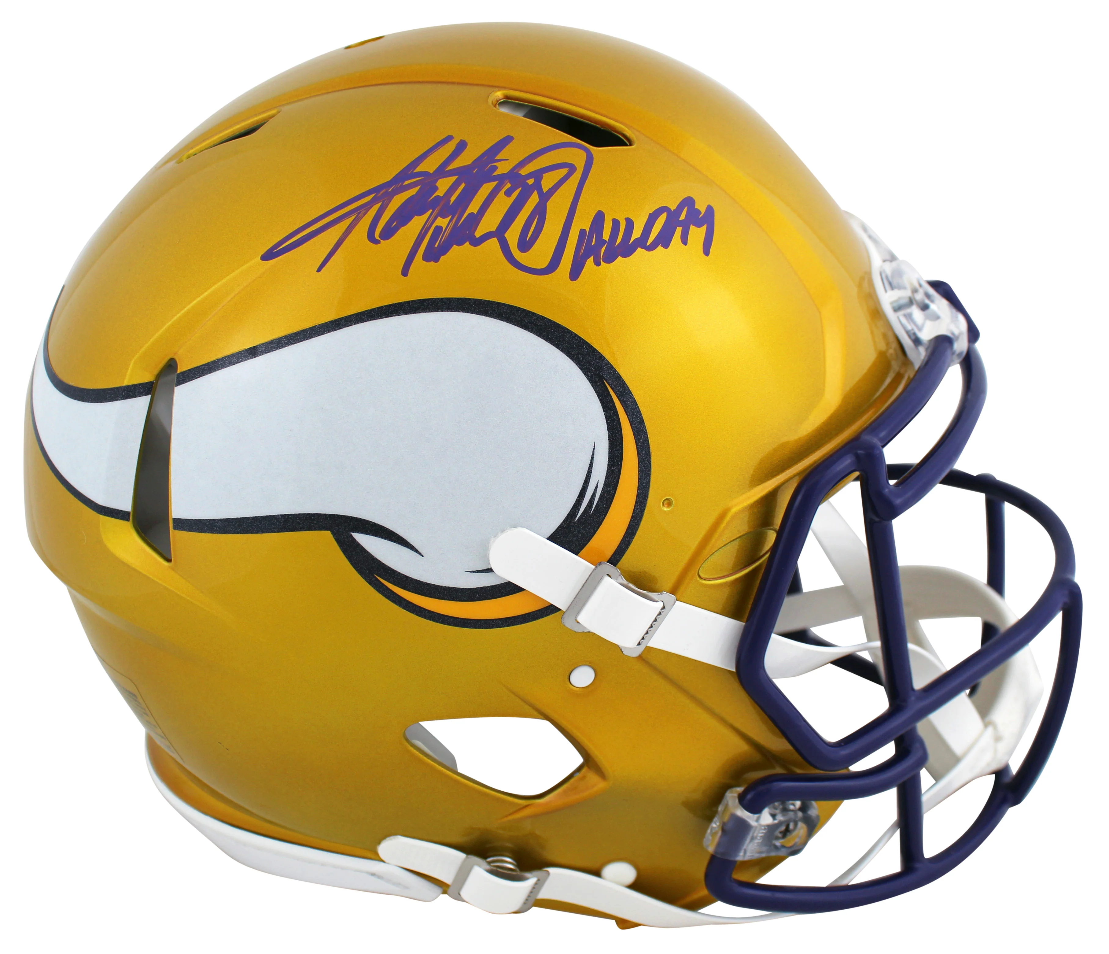 Vikings Adrian Peterson Signed Flash Full Size Speed Proline Helmet BAS Witness - Image 2