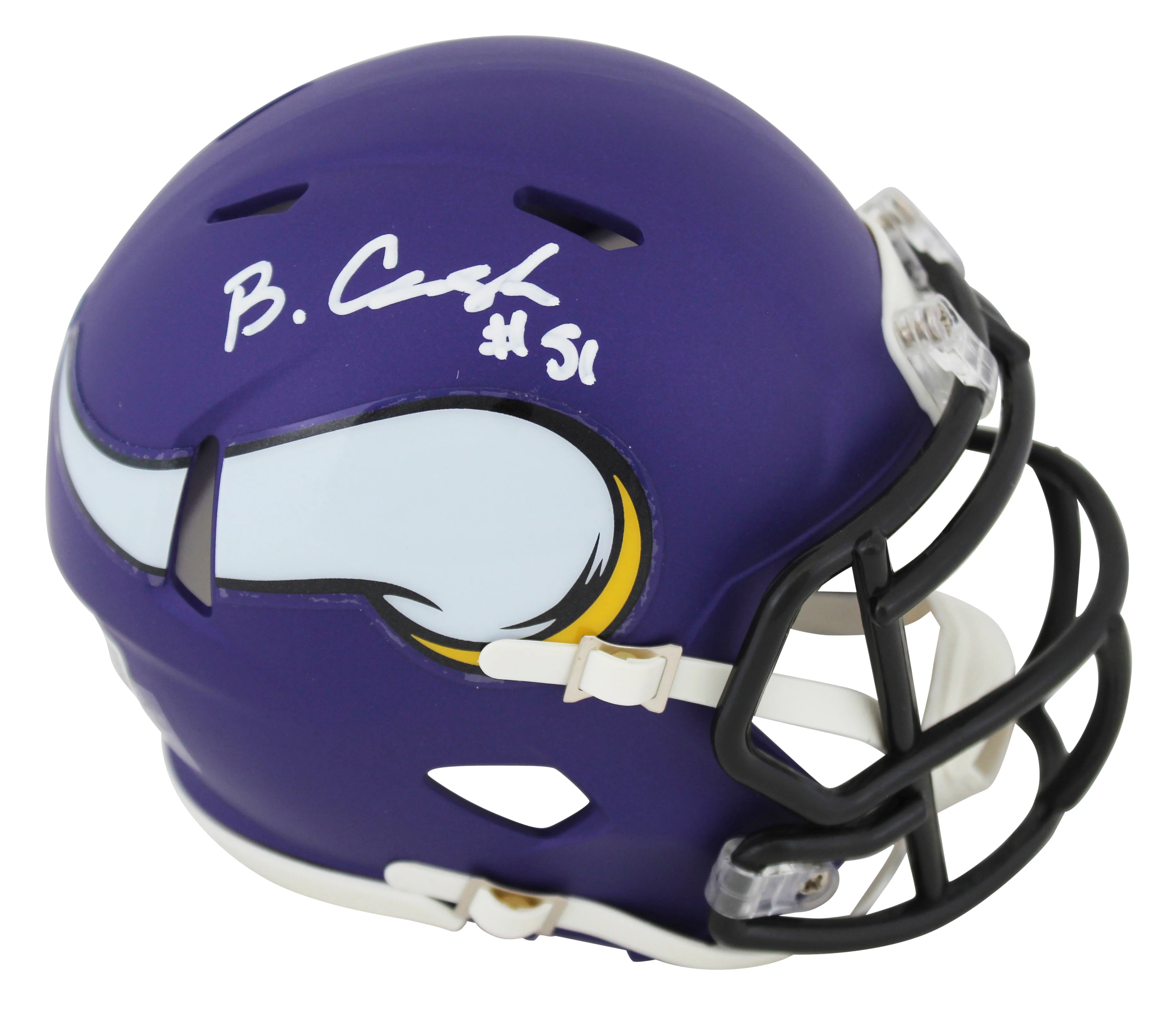 Vikings Blake Cashman Authentic Signed Speed Mini Helmet BAS Witnessed - Image 2