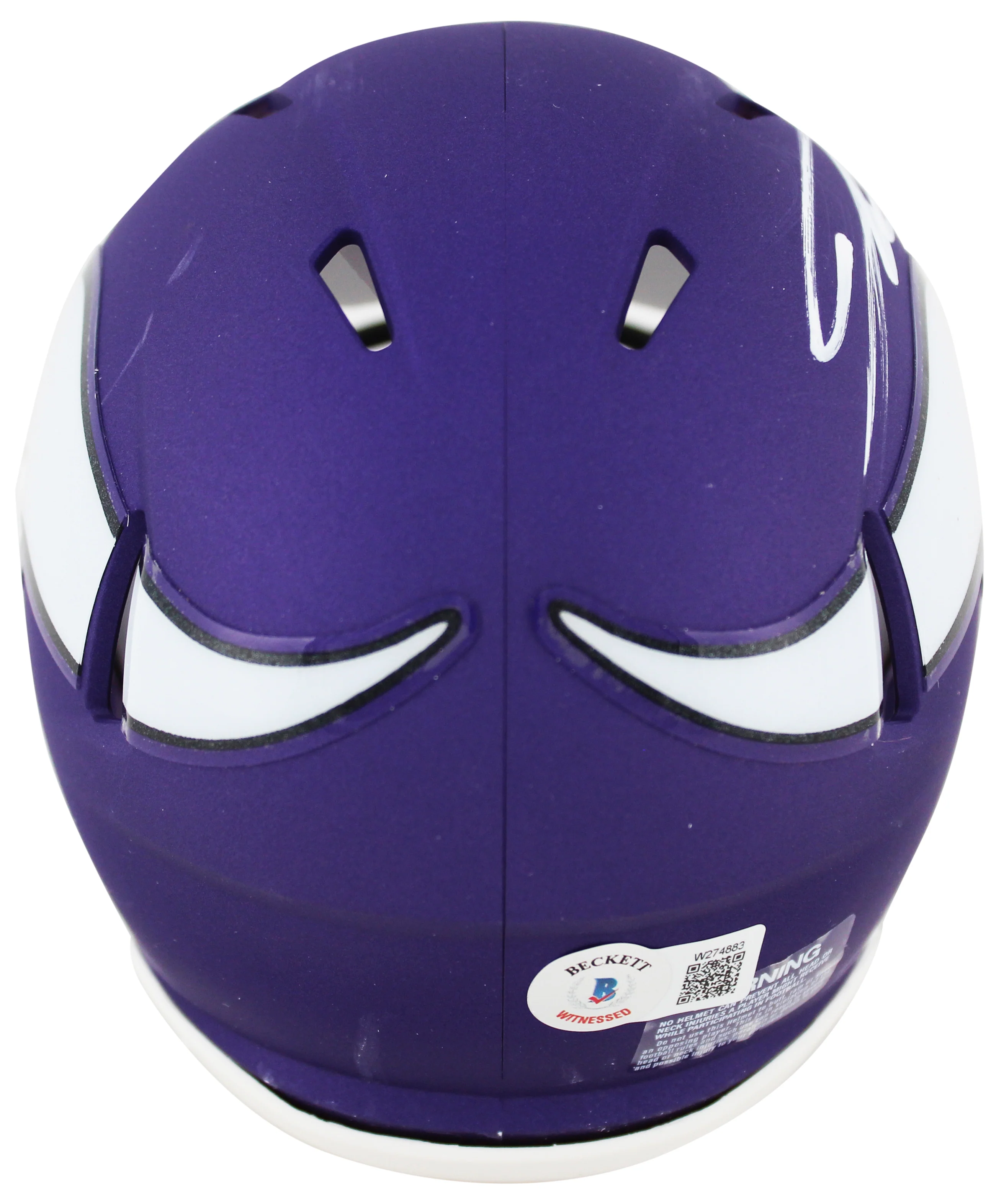 Vikings Jordan Addison Authentic Signed Purple Speed Mini Helmet BAS Witnessed - Image 3