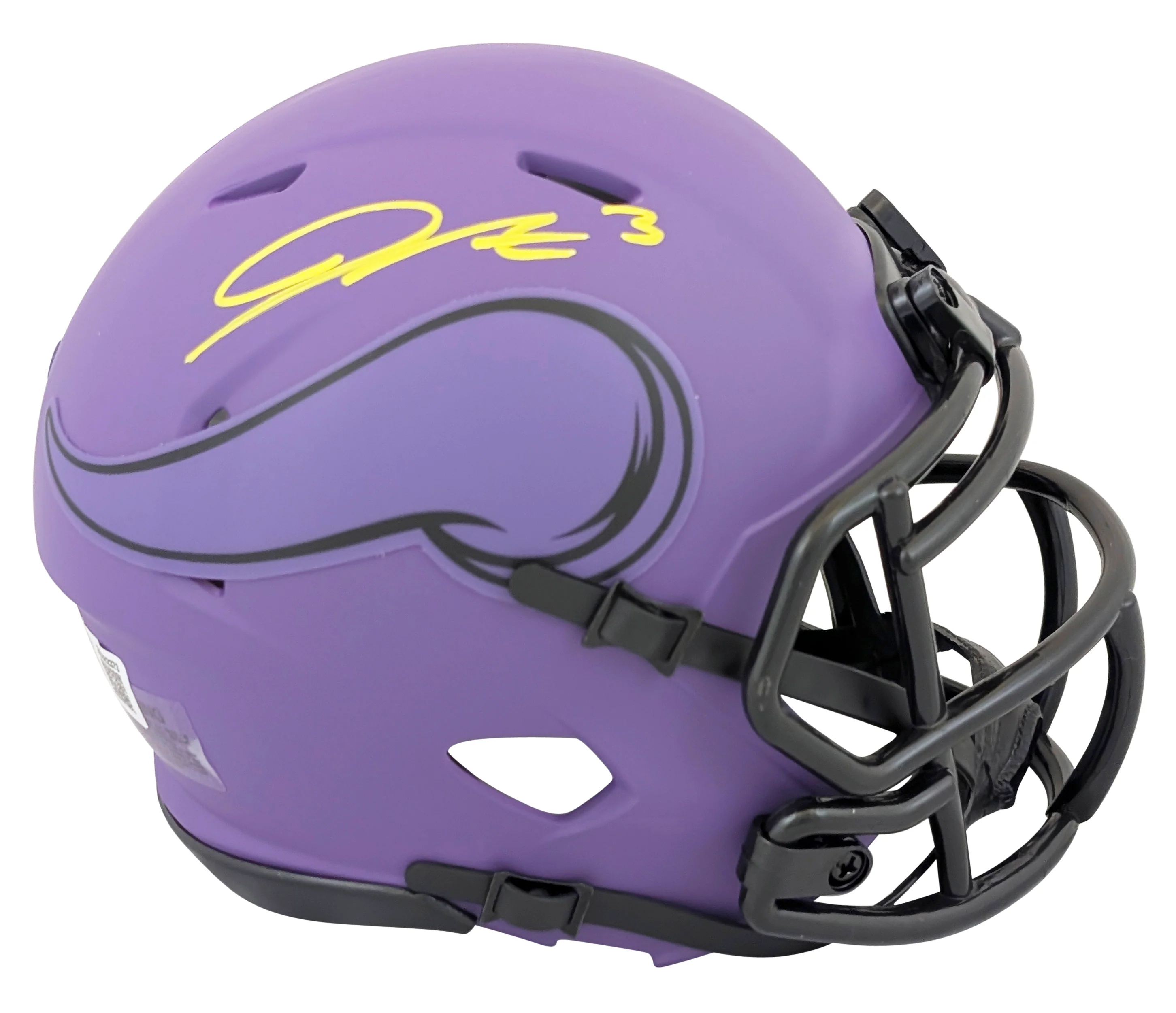 Vikings Jordan Addison Authentic Signed Rave Speed Mini Helmet BAS Witnessed - Image 2
