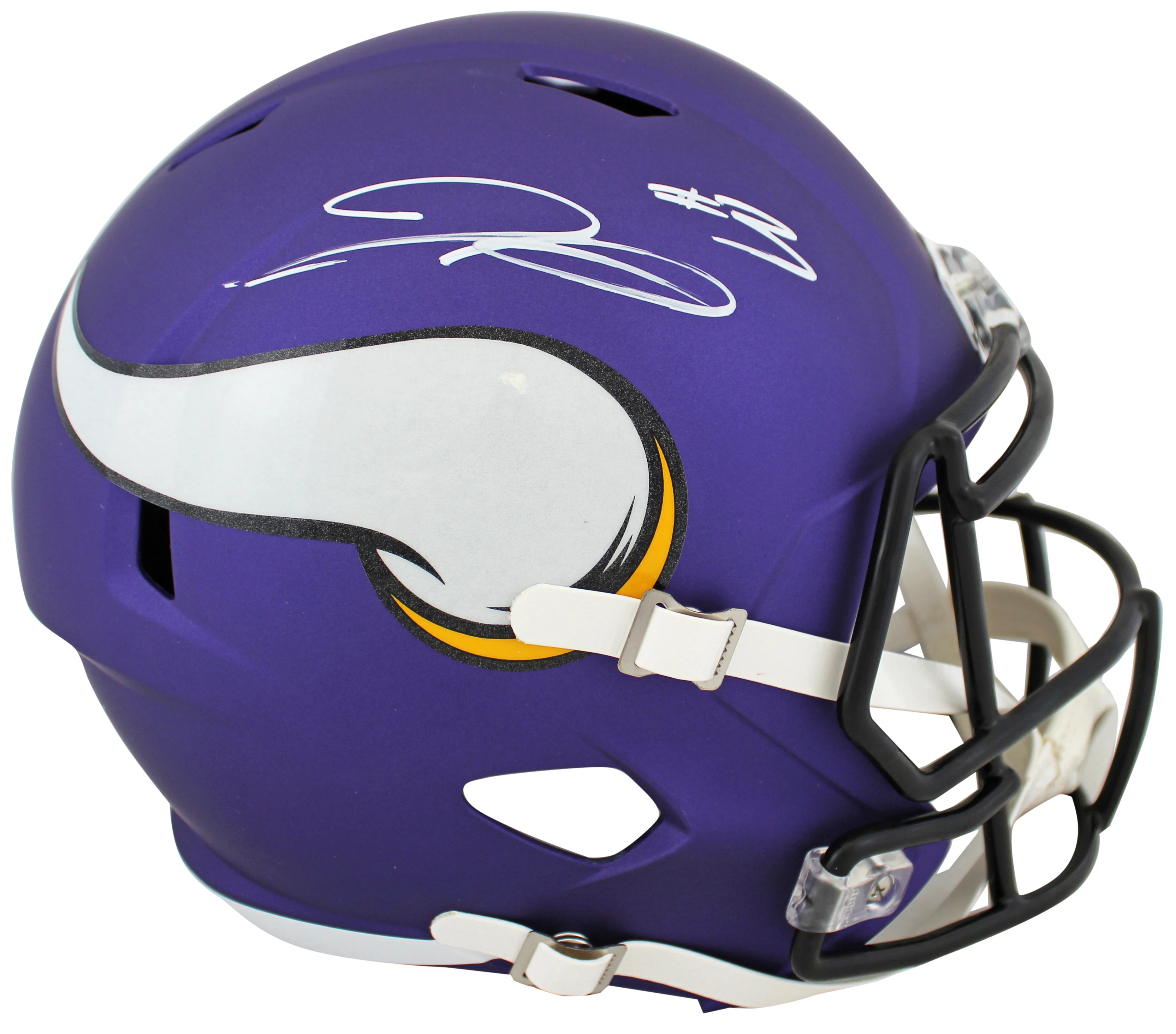 Vikings Jordan Addison Signed Full Size Speed Rep Helmet w/ Case BAS Wit - Image 3