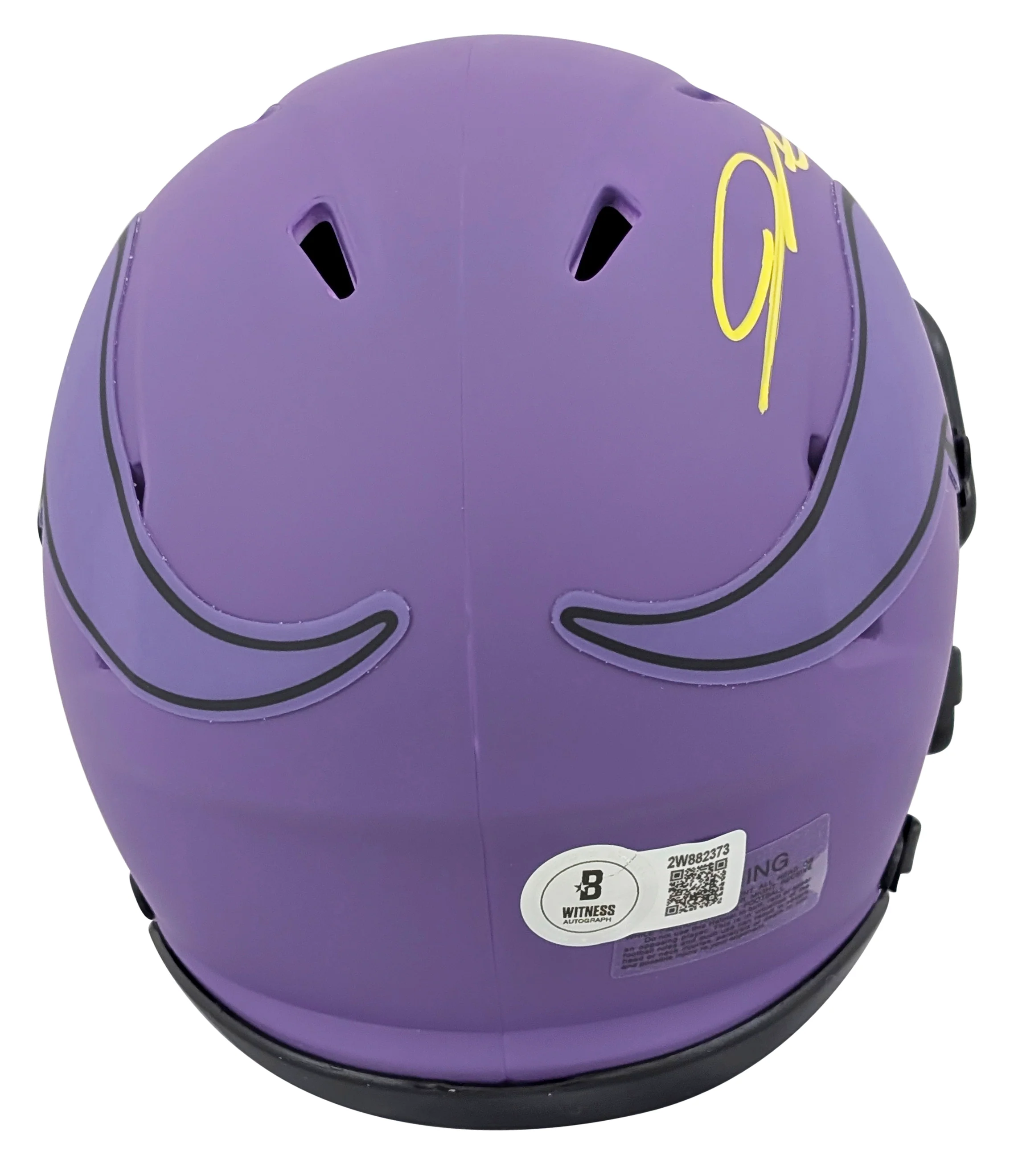 Vikings Jordan Addison Signed Rave Speed Mini Helmet W/ Case BAS Witnessed - Image 4